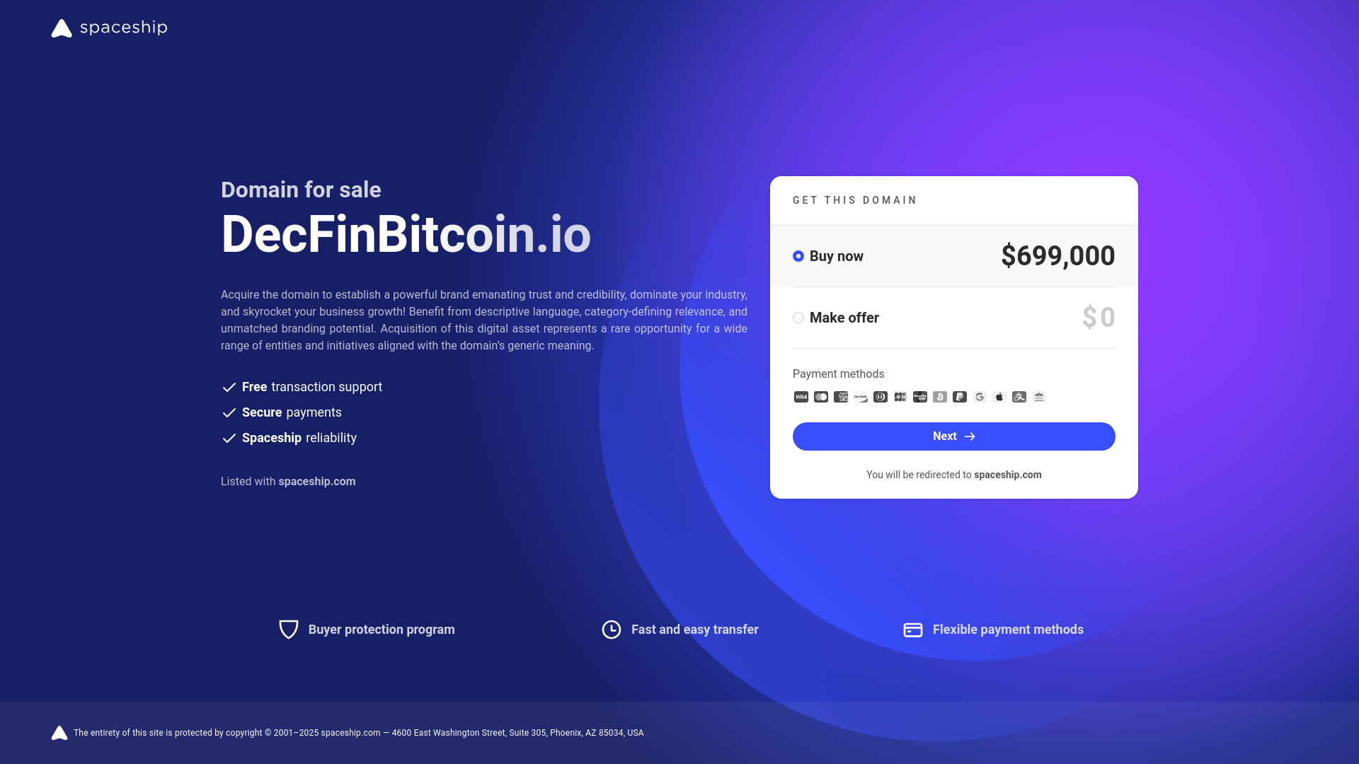 website screenshot of https://decfinbitcoin.io/