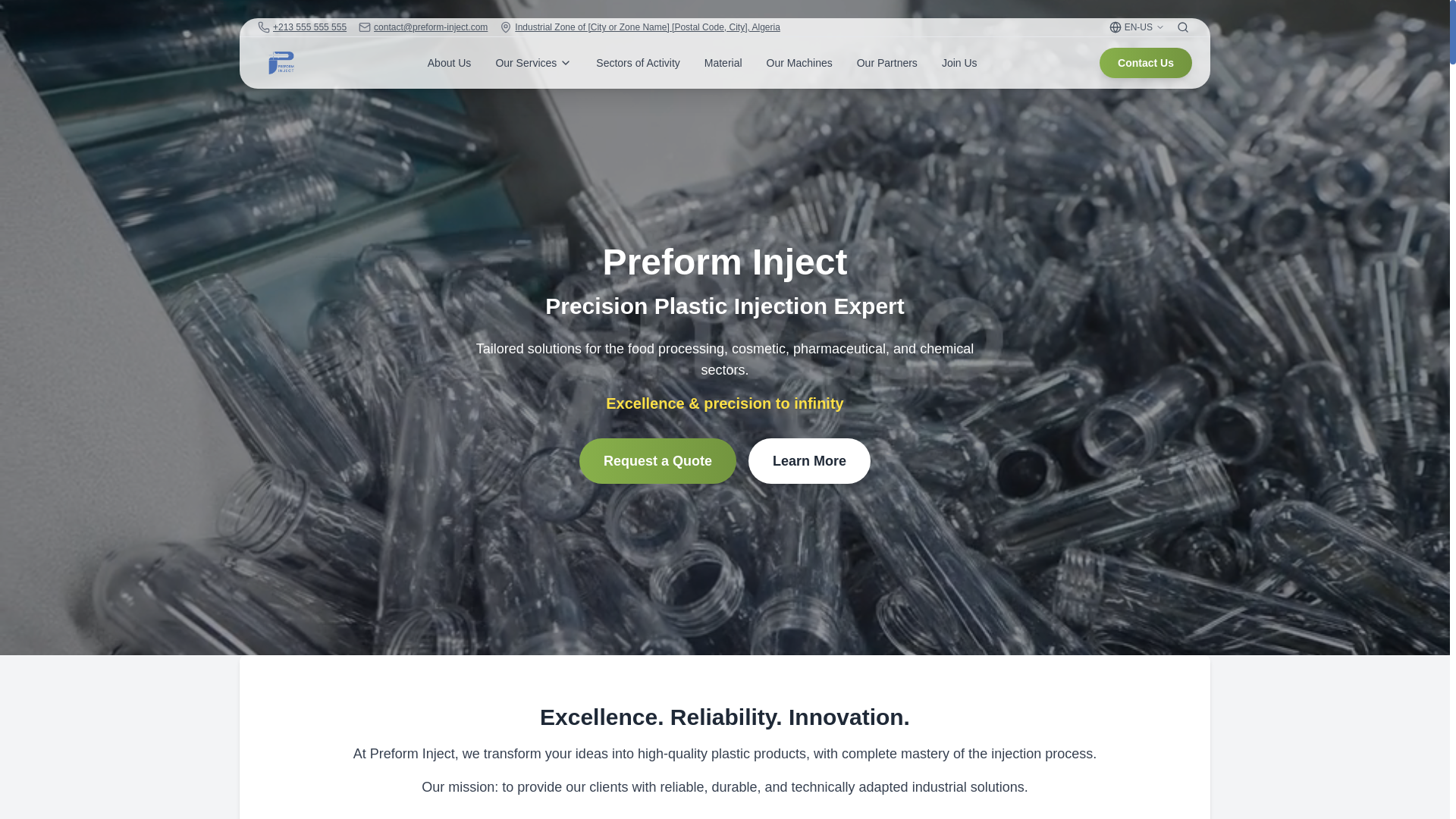 website screenshot of https://preforminjection.com/