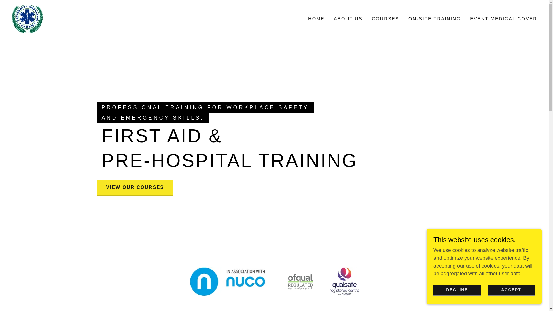 website screenshot of https://nationwideambulanceacademy.co.uk/
