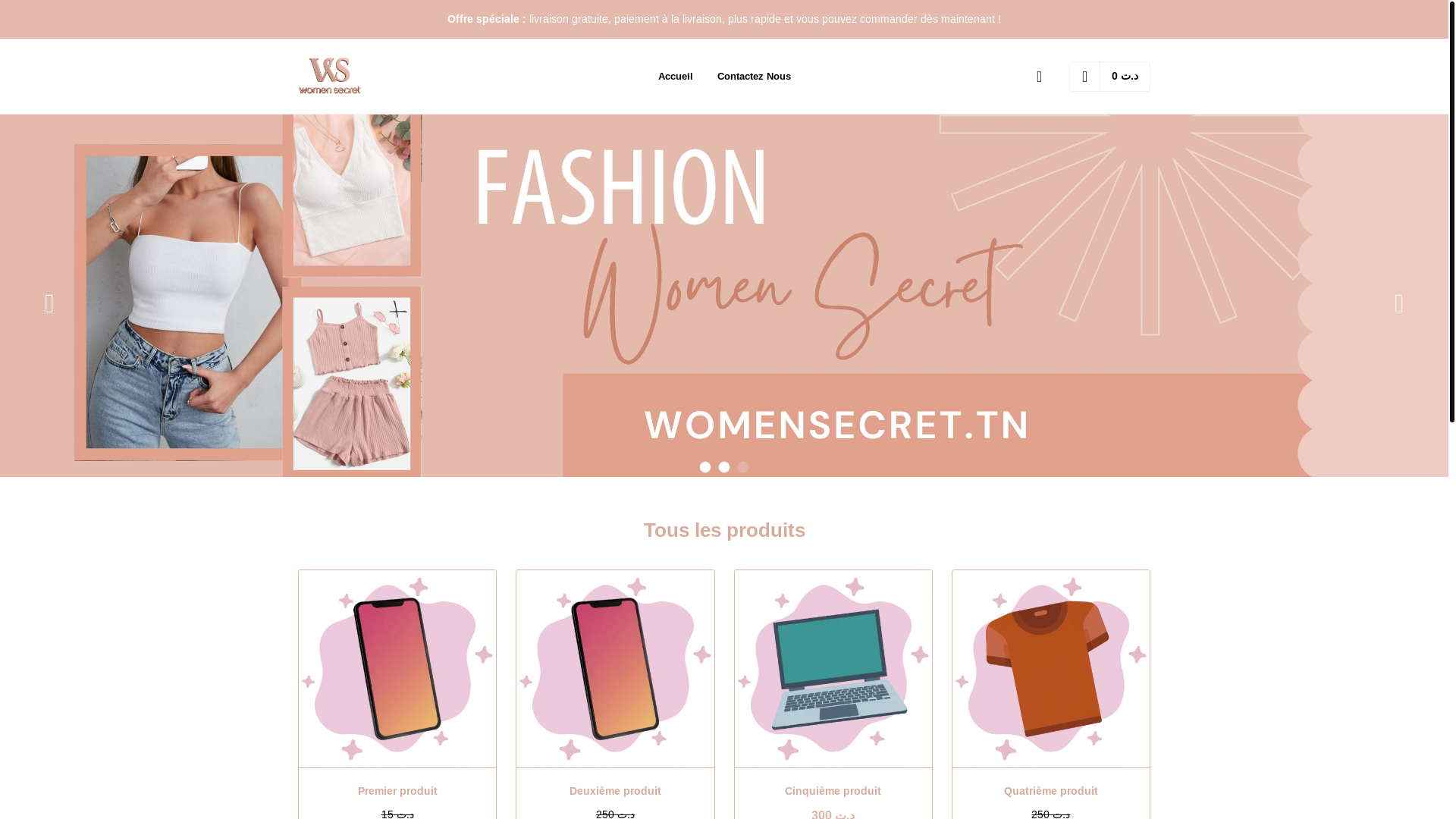 website screenshot of https://womensecret.com.tn/