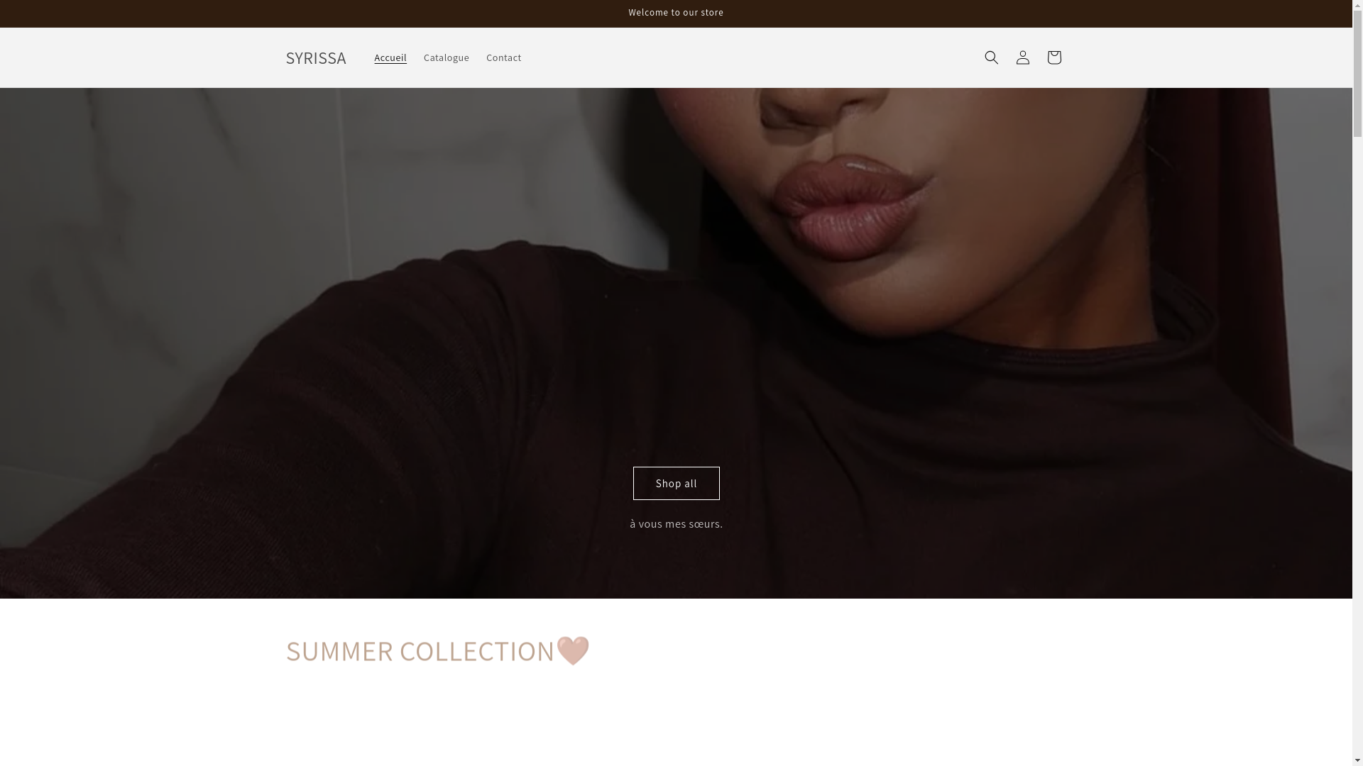 website screenshot of https://syrissaclothing.com/