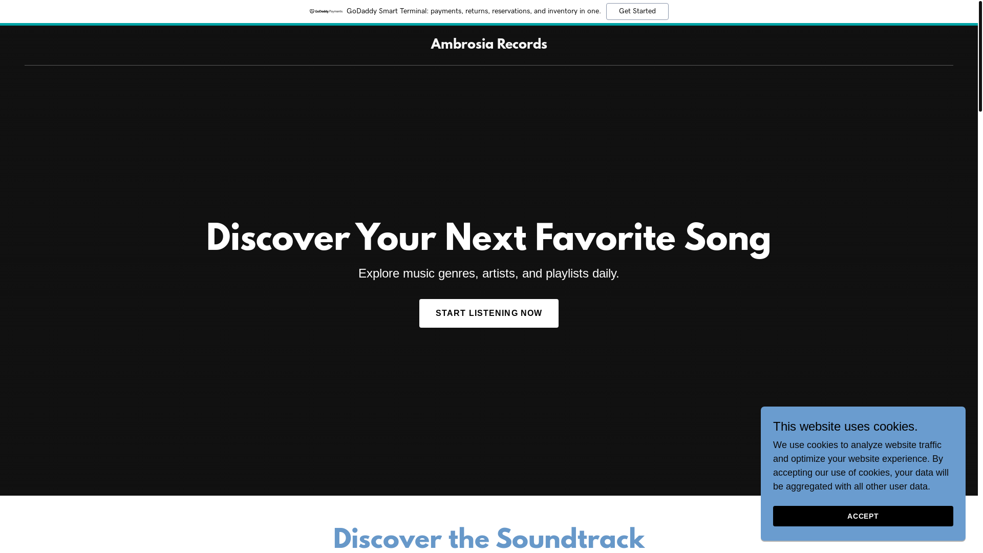 website screenshot of https://ambrosia-entertainment.com/
