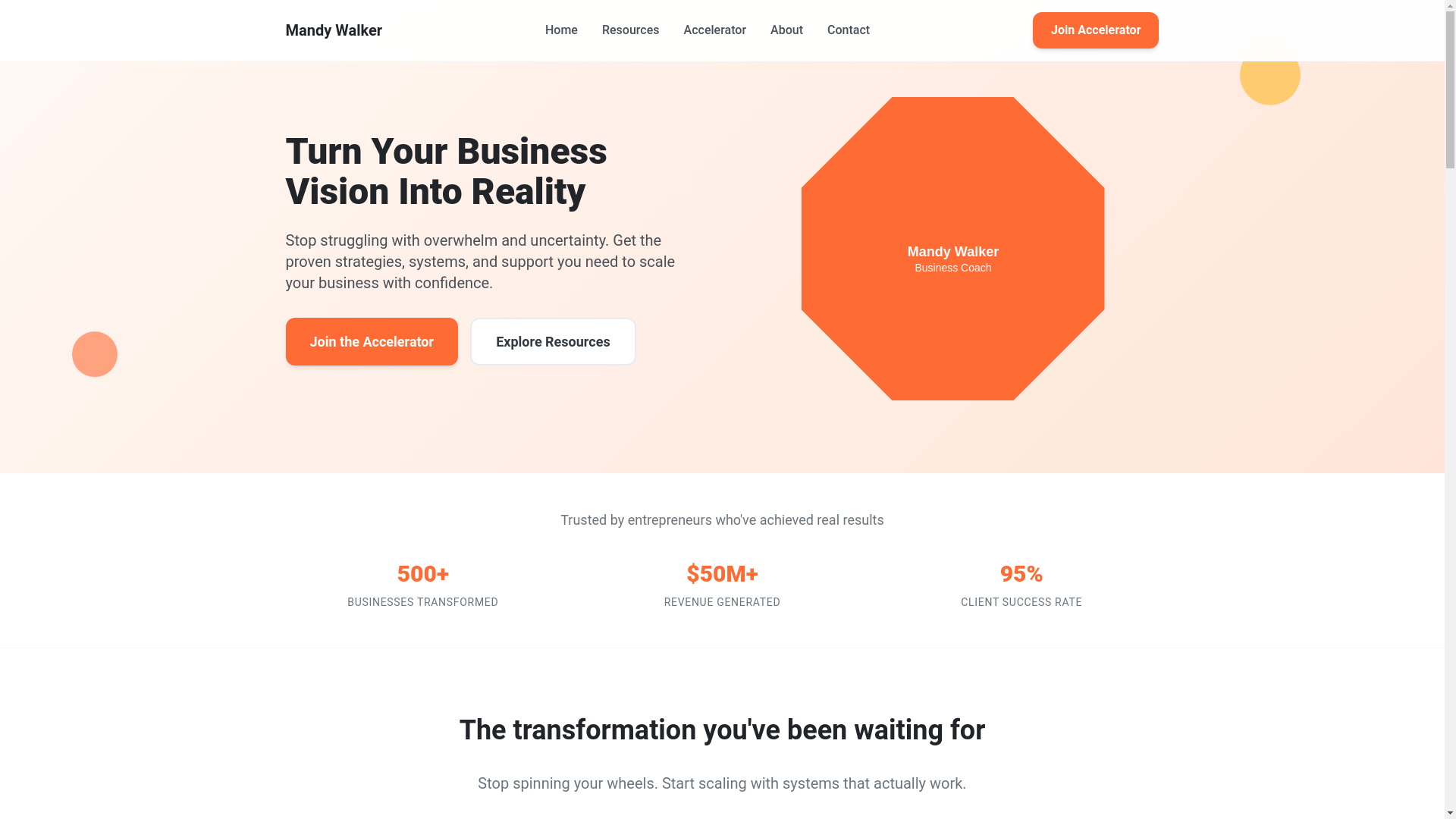 website screenshot of https://coaching-website-1rm.pages.dev/