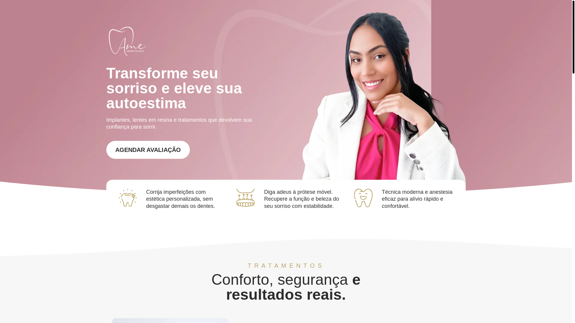 website screenshot of https://odontologiaame.com.br/