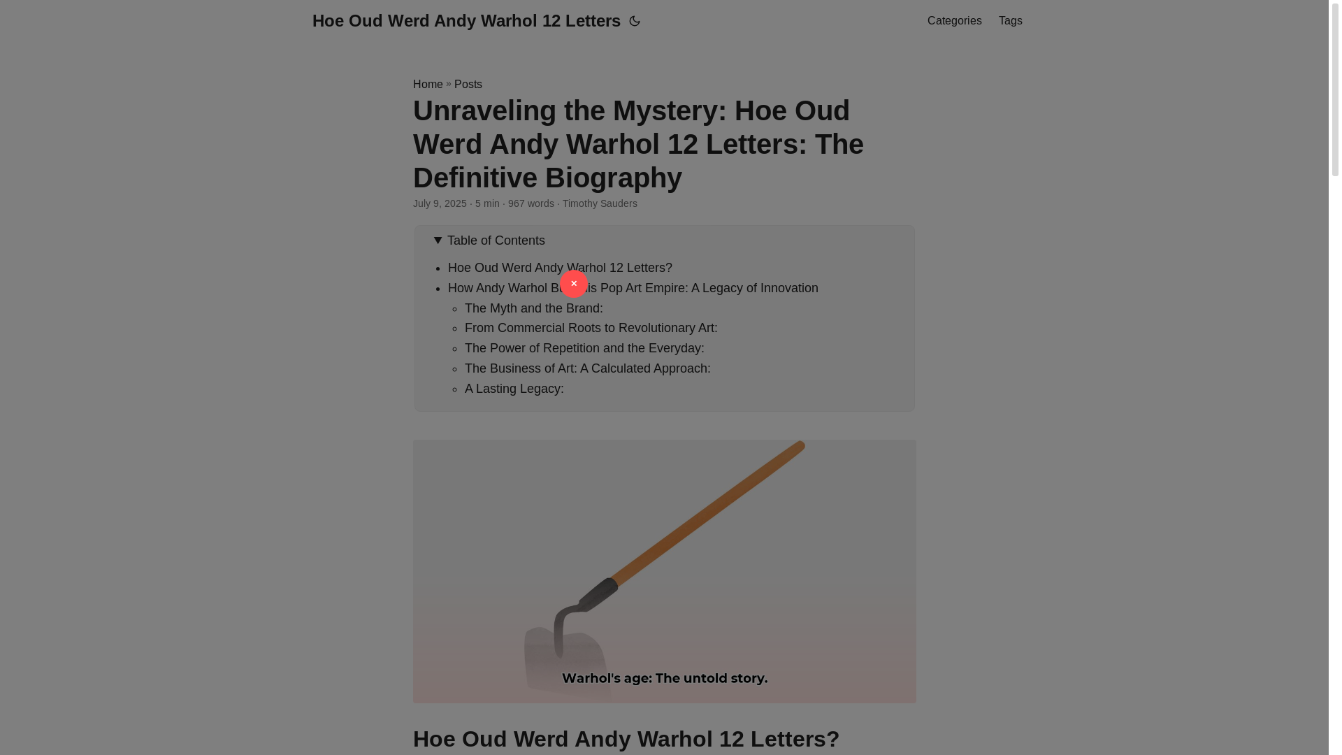 website screenshot of https://hoe-oud-werd-andy-warhol-12-letters.pages.dev/