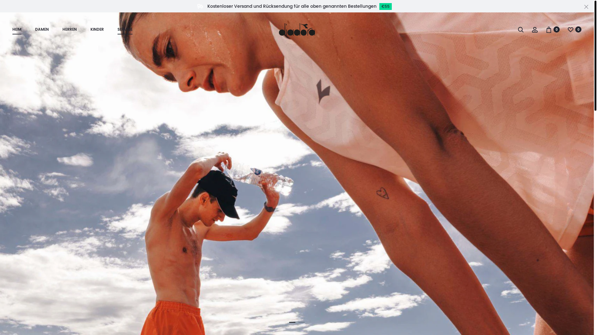 website screenshot of https://www.diadora.com.de/
