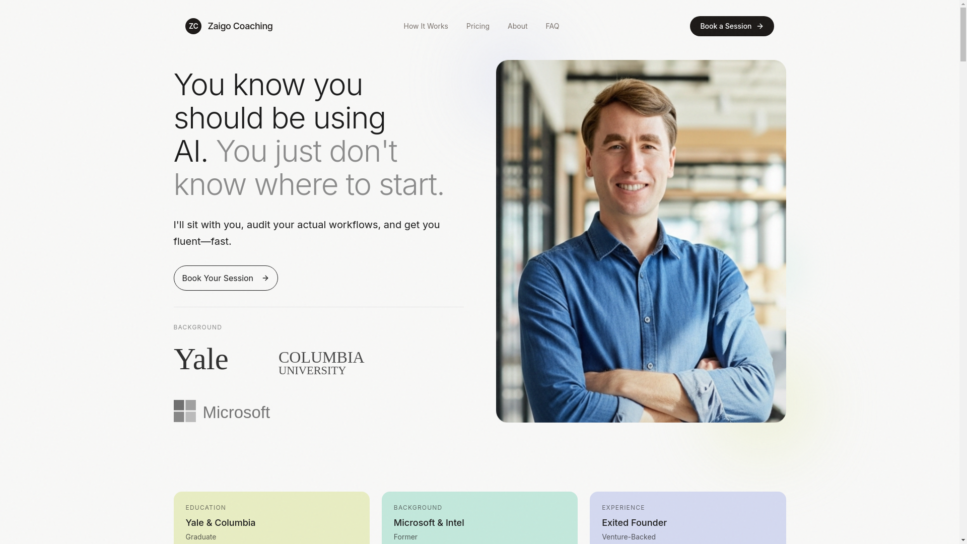 website screenshot of https://zaigocoaching.com/