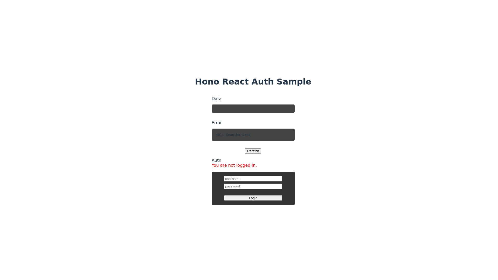 website screenshot of https://hono-react-auth-sample.pages.dev/