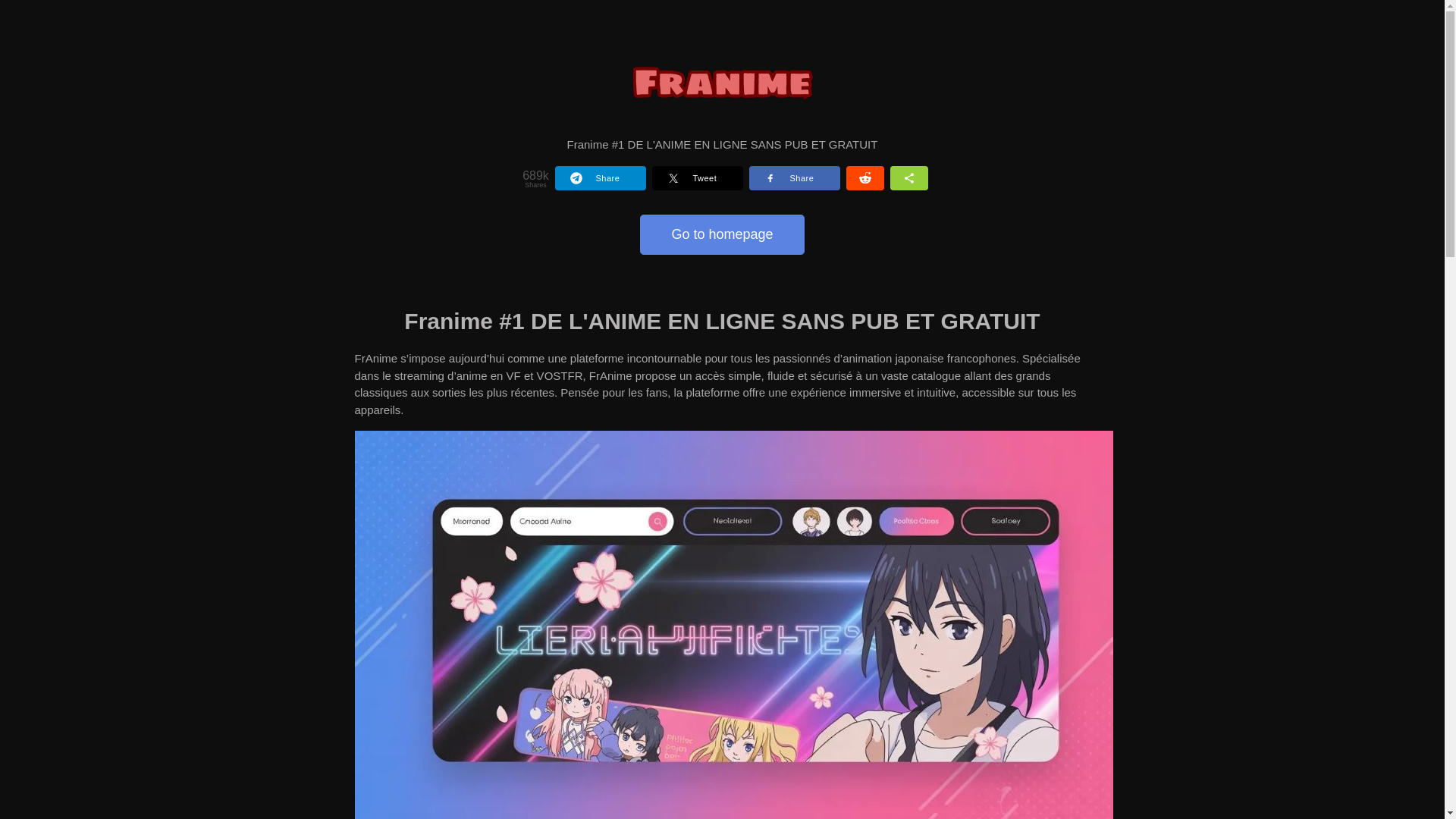 website screenshot of https://franime.social/