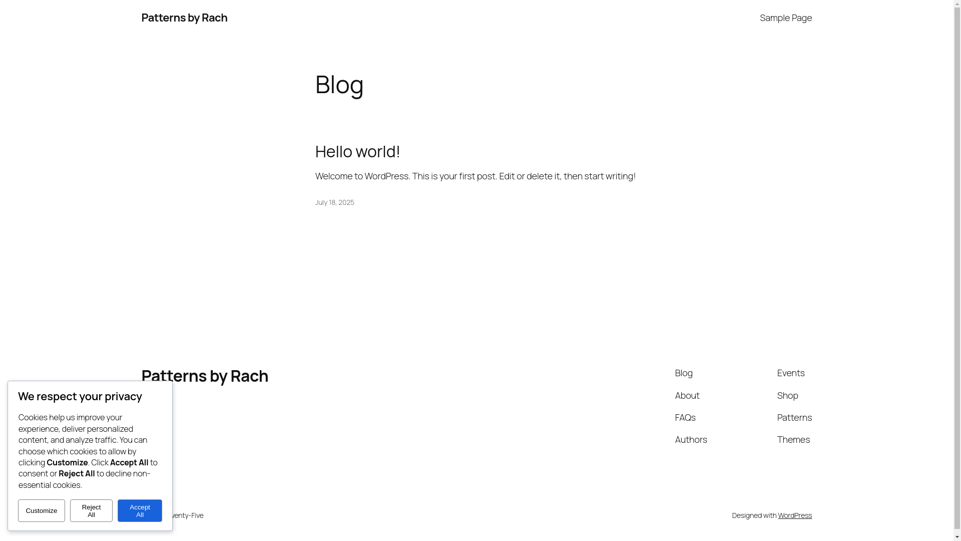 website screenshot of https://patternsbyrach.online/