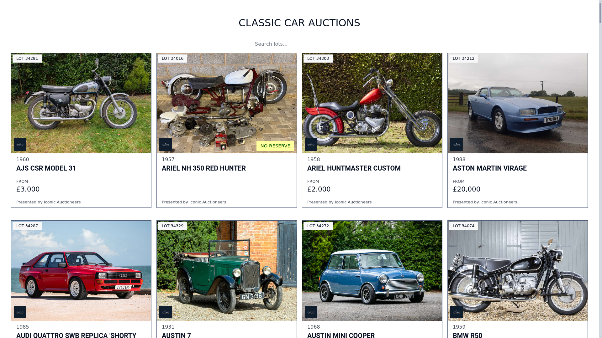 website screenshot of https://classiccarauctions.pages.dev/