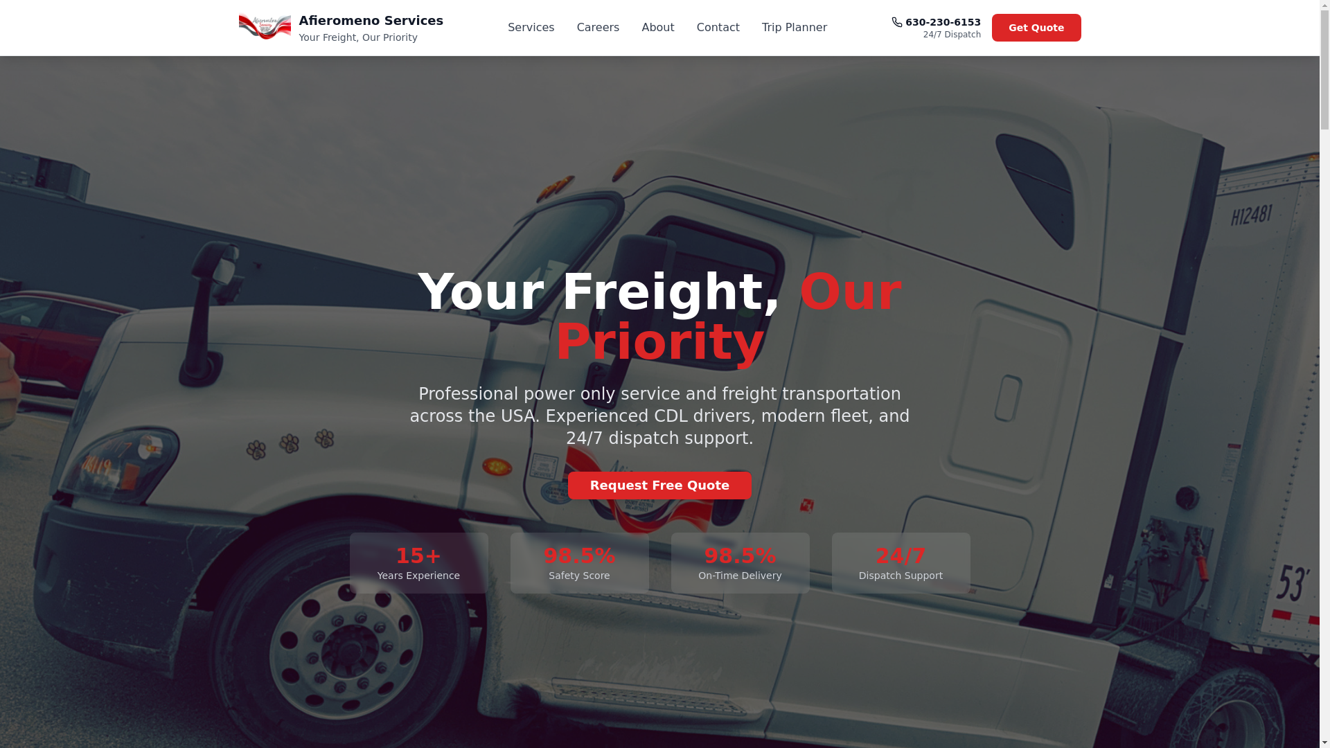 website screenshot of https://afieromenoservices.com/