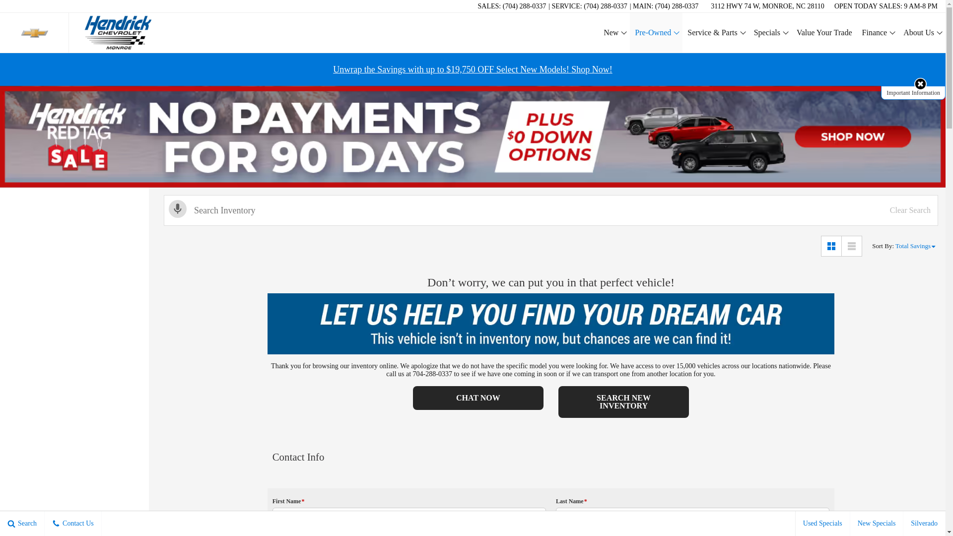 website screenshot of https://www.hendrickchevroletmonroe.com/inventory/new-2025-chevrolet-suburban-premier-four-wheel-drive-suv-1gns6frd6sr146781/