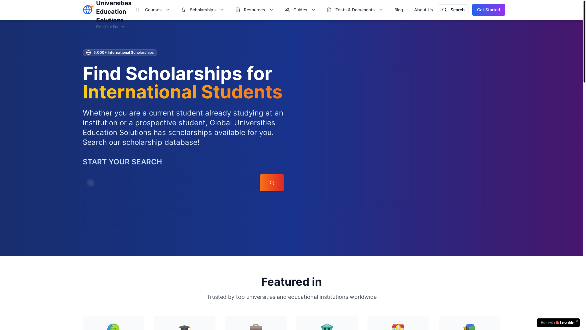 website screenshot of https://globalunieducationsolutions.co.uk/
