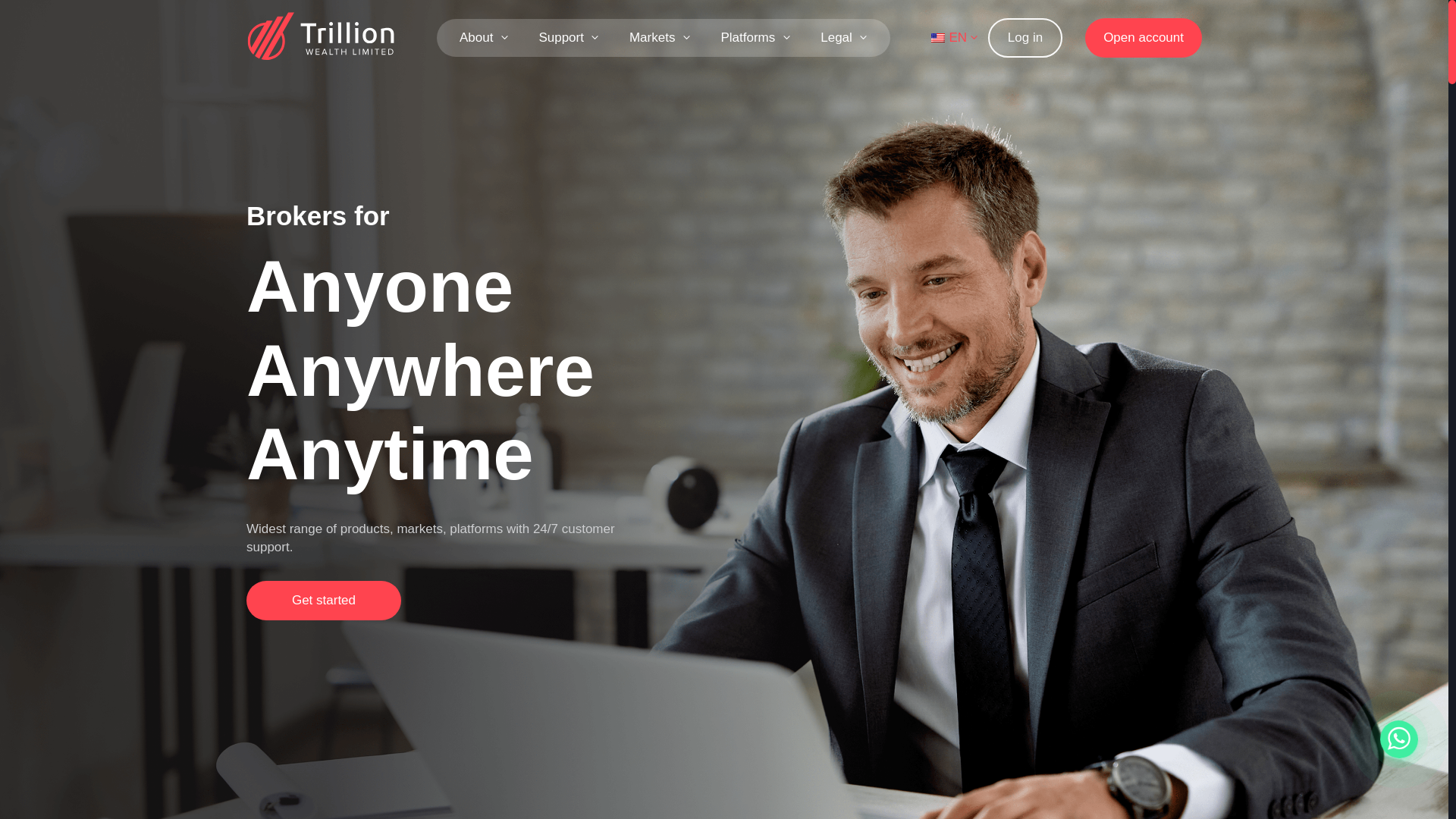 website screenshot of http://trillionw.com