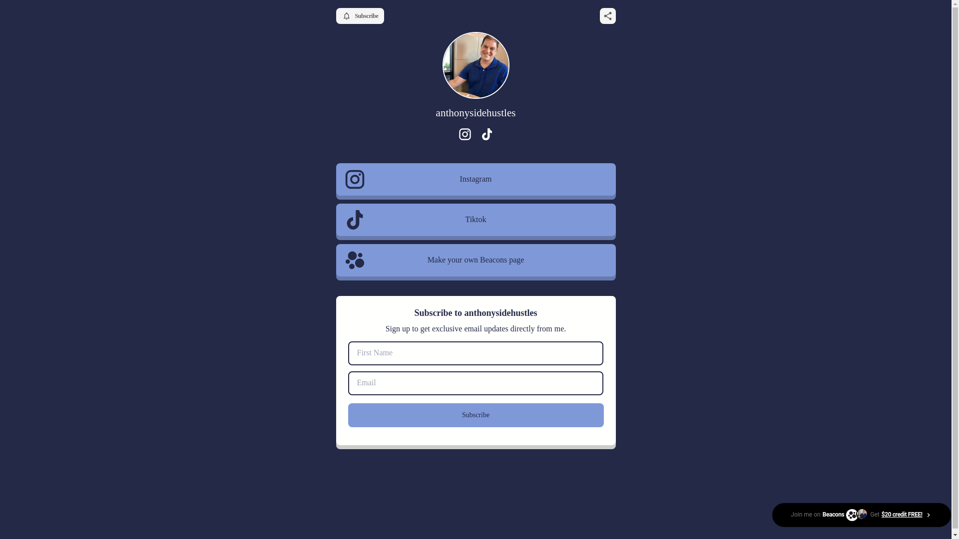 website screenshot of https://anthonysidehustles.com/