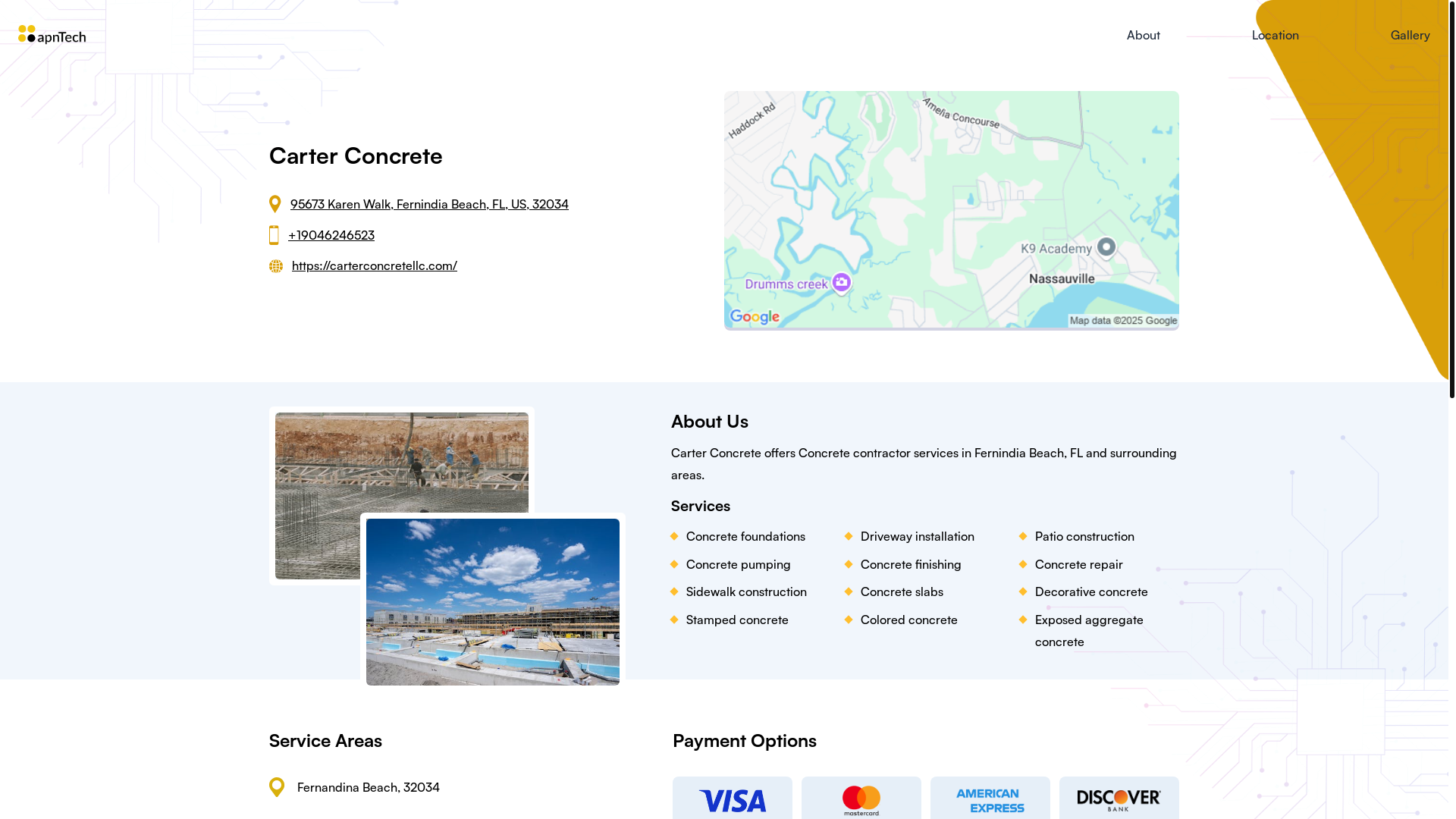 website screenshot of https://carterconcrete.online/