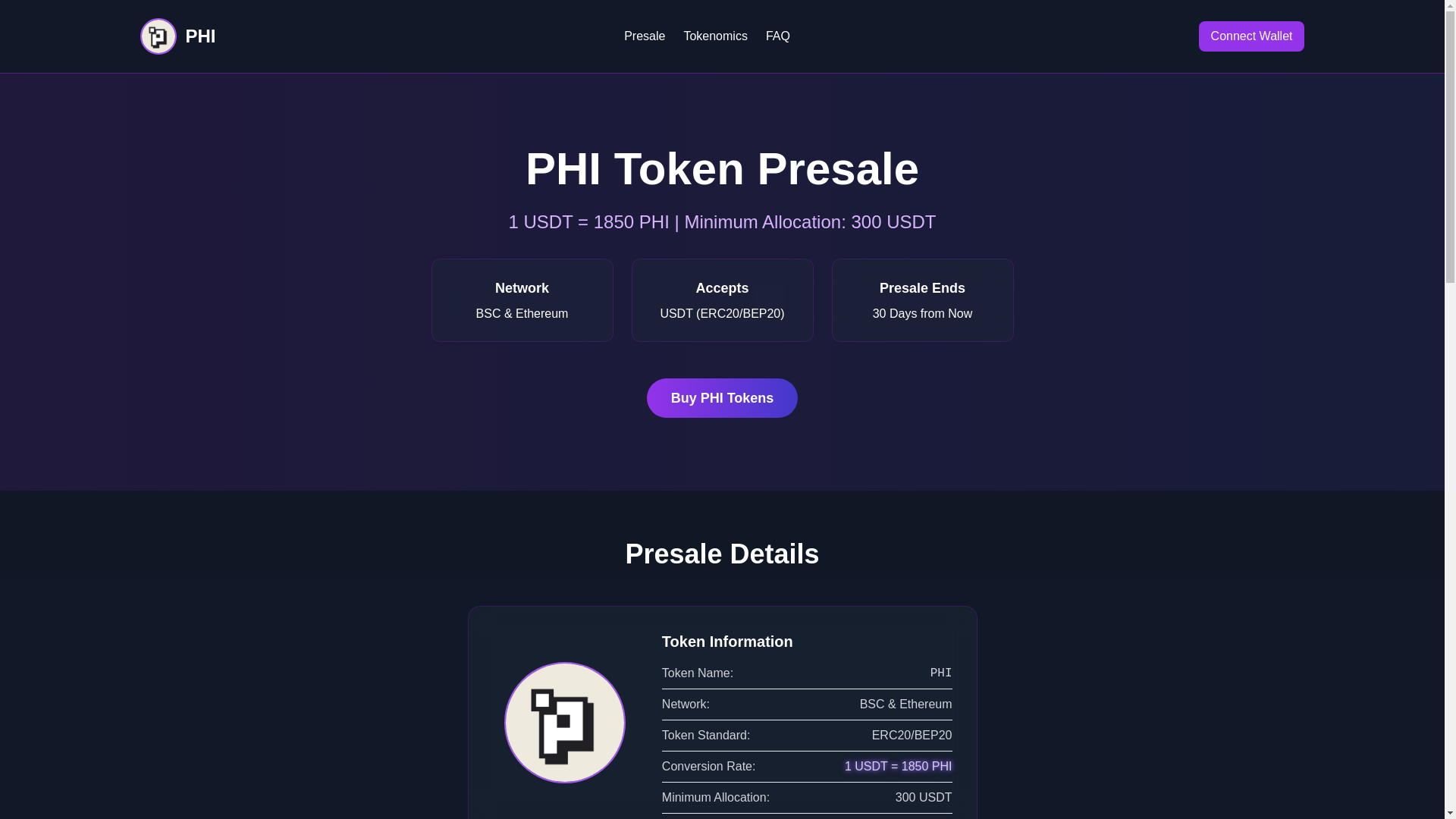 website screenshot of https://phitoken.top/