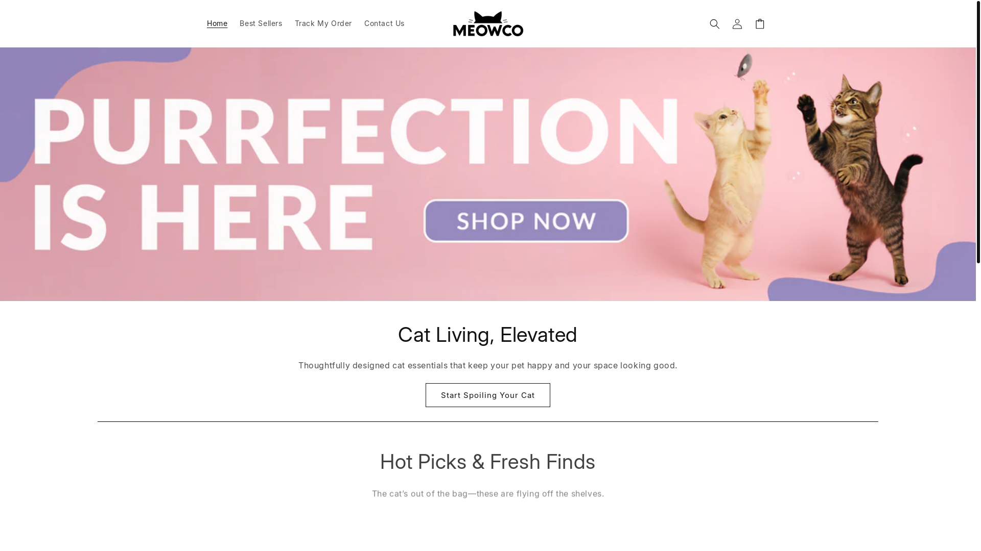website screenshot of https://meowcocats.com/