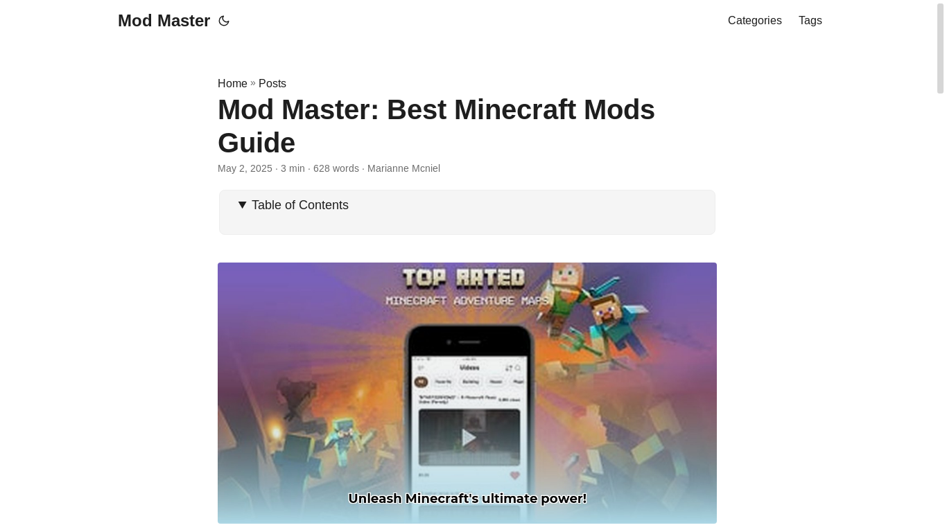 website screenshot of https://mod-master.pages.dev/