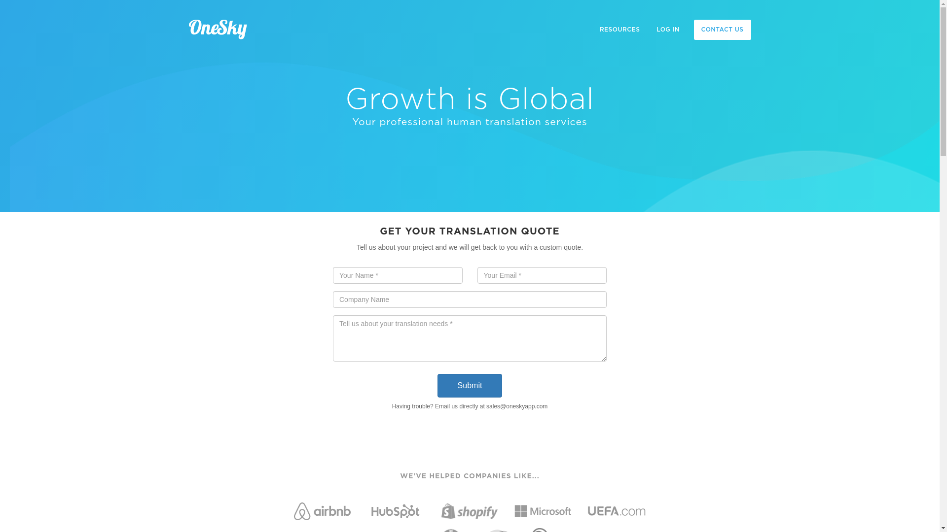website screenshot of https://oneskyapp.com