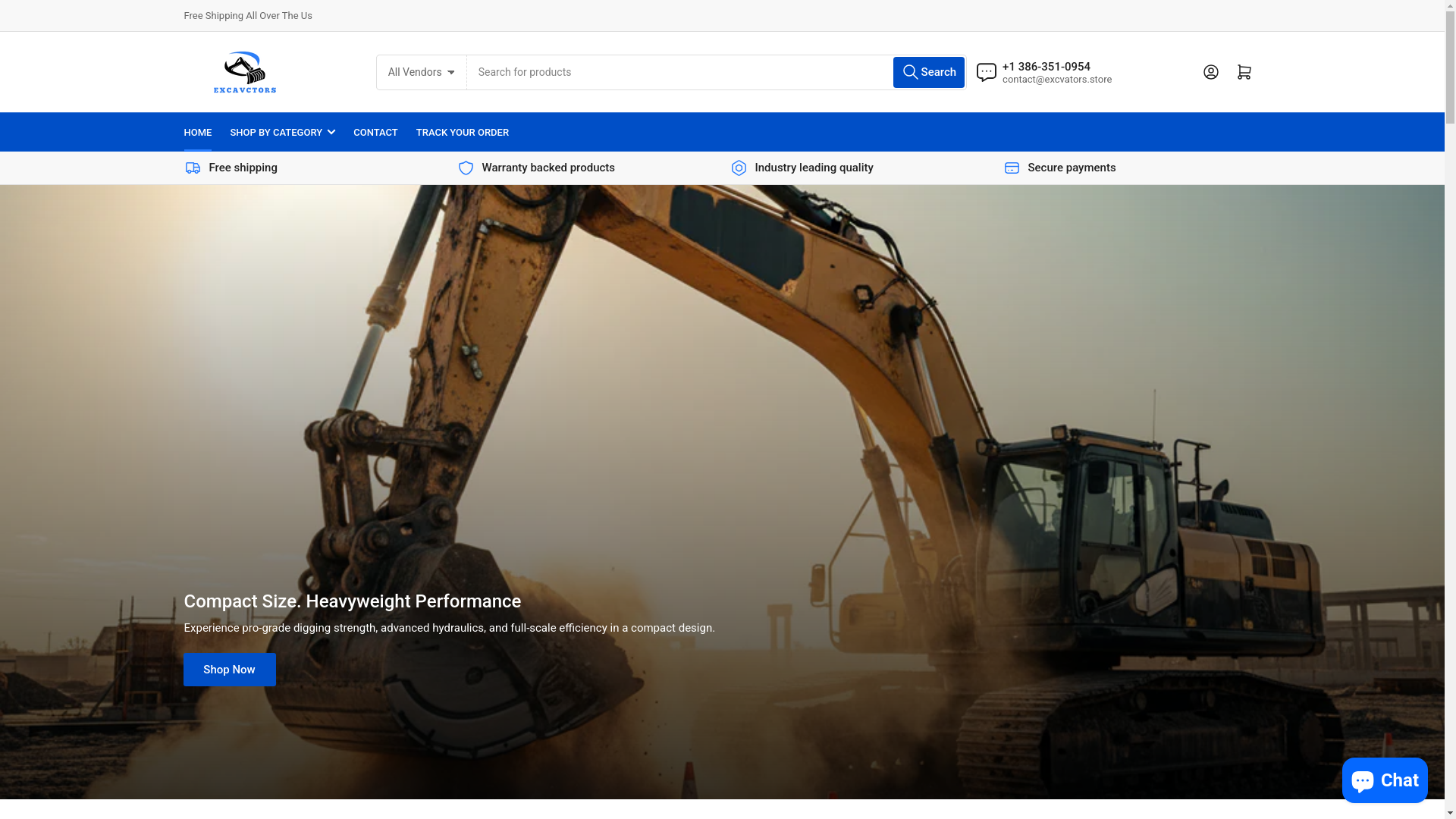 website screenshot of https://excvtrs.store/