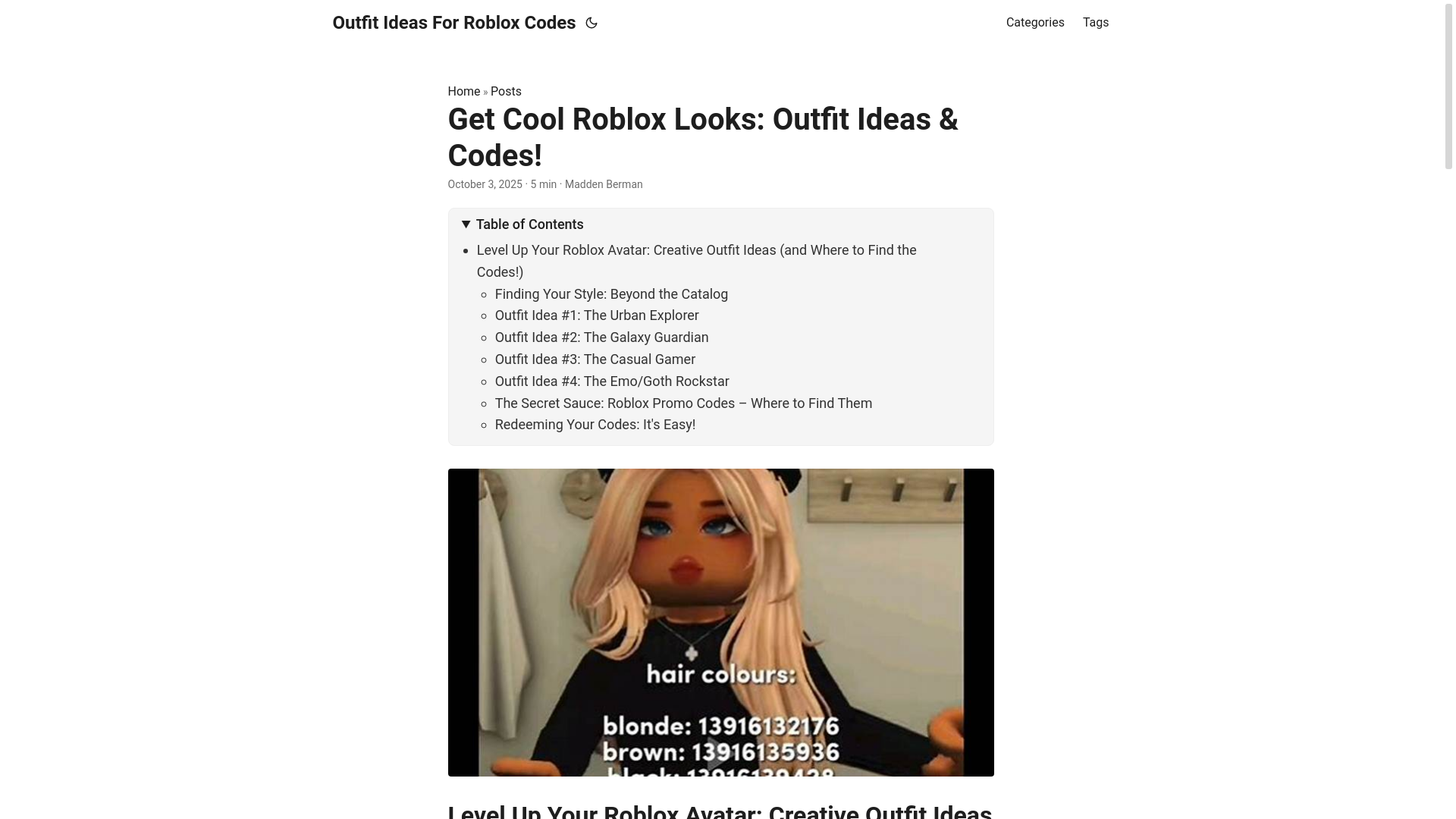 website screenshot of https://outfit-ideas-for-roblox-codes.pages.dev/
