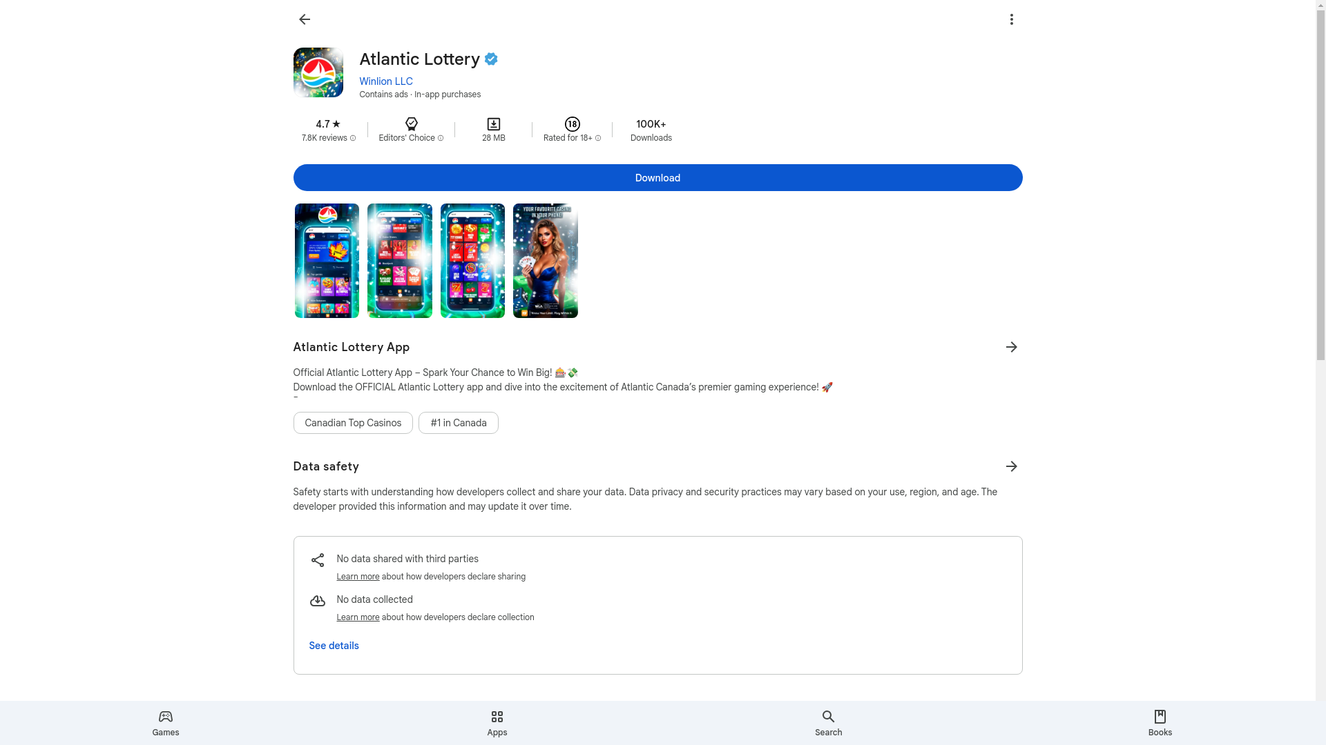 website screenshot of https://atlantic-lottery.online/