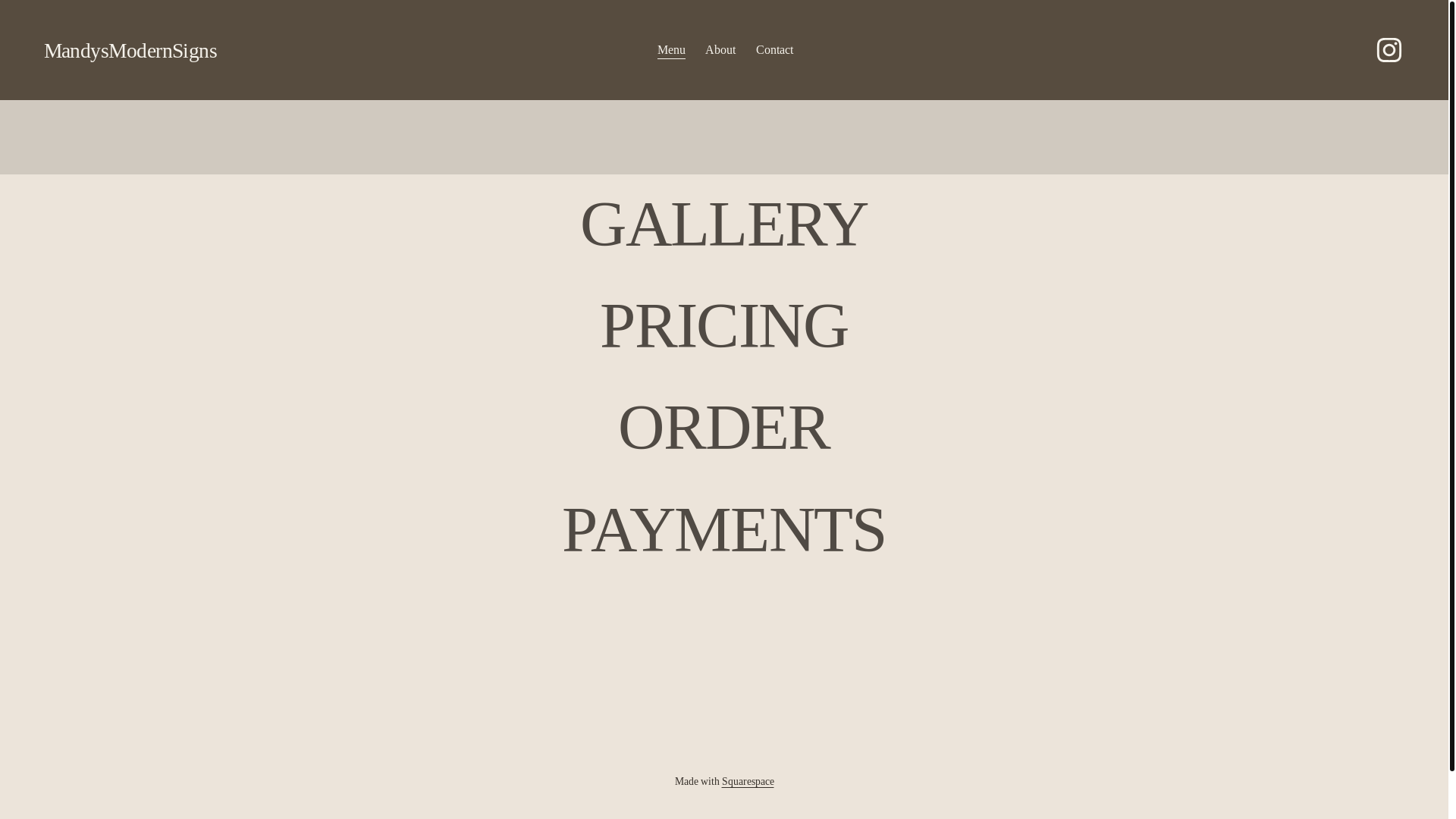 website screenshot of https://mandysmodernsigns.com/
