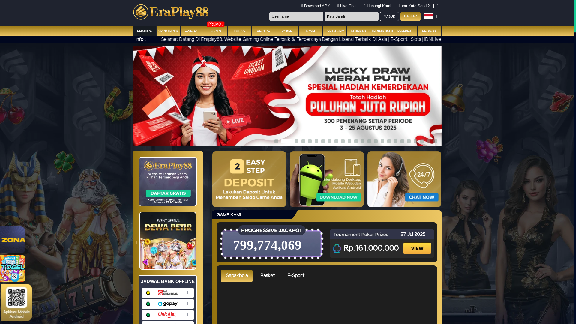 website screenshot of https://eraplay88mgc.us/