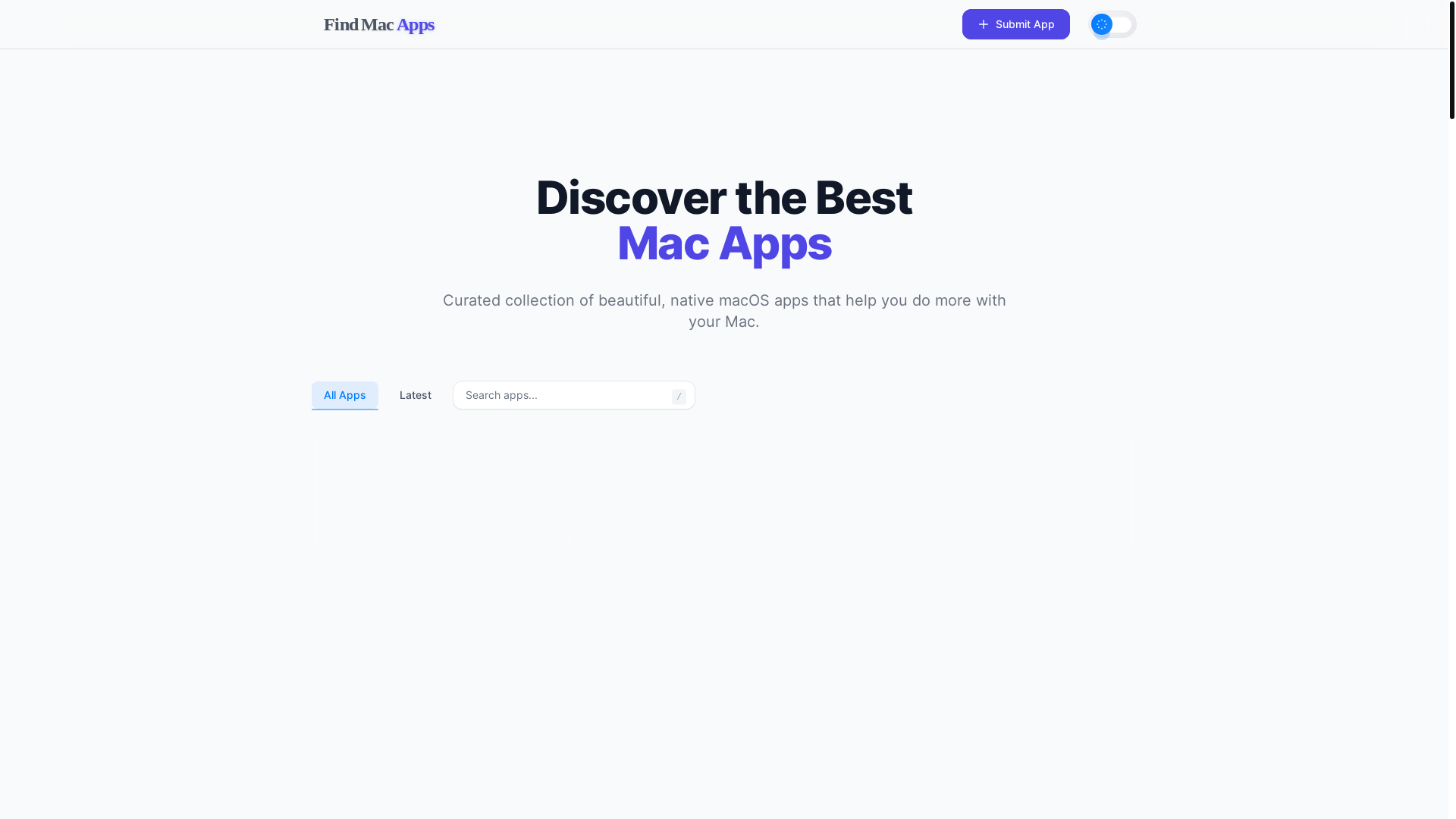 website screenshot of https://findmacapps.pages.dev/