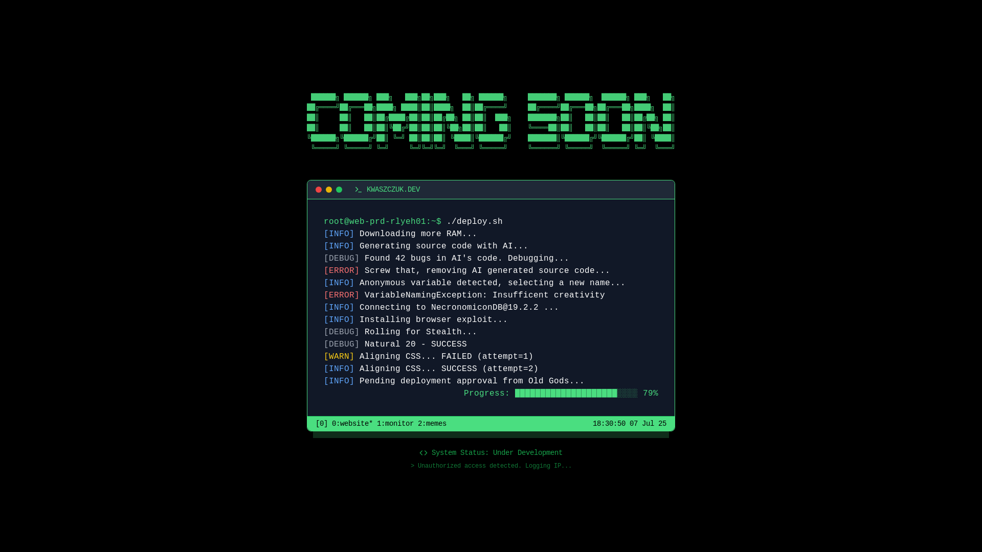 website screenshot of https://kwaszczuk-dev.pages.dev/