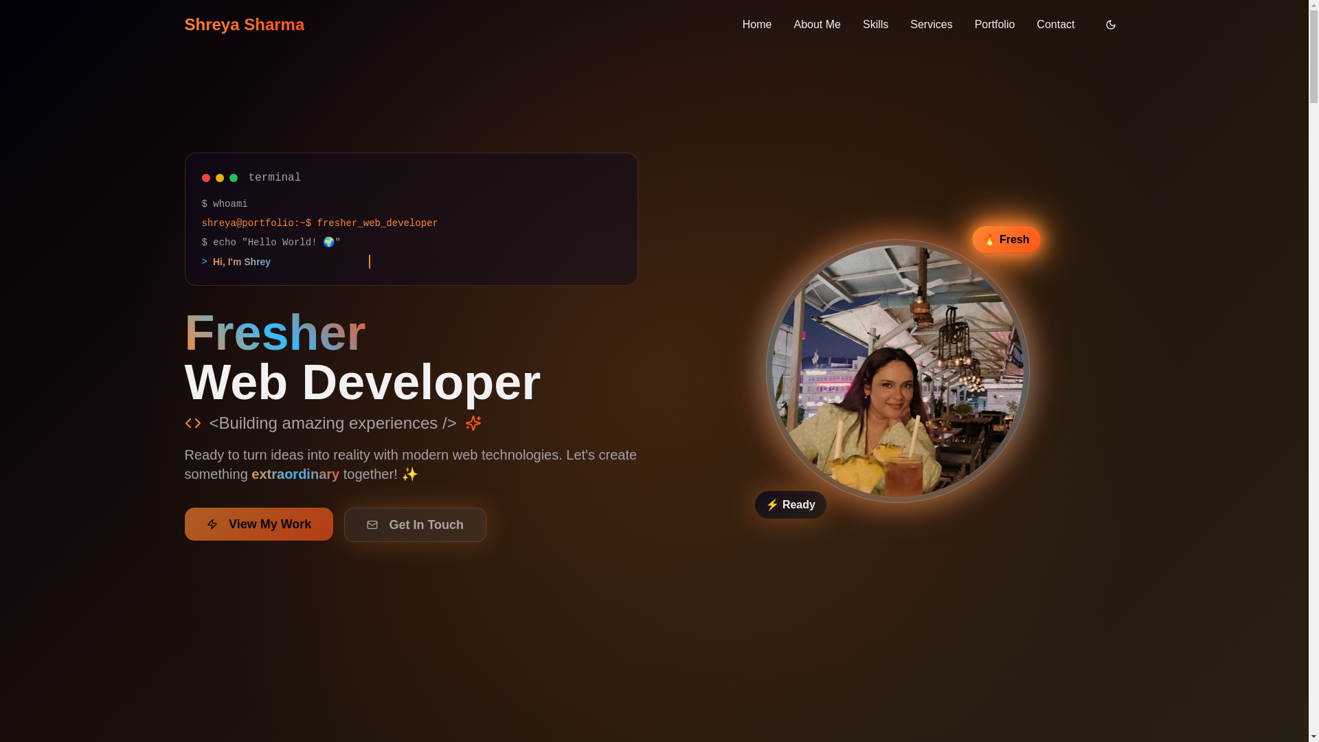 website screenshot of https://shreyacodes.online/