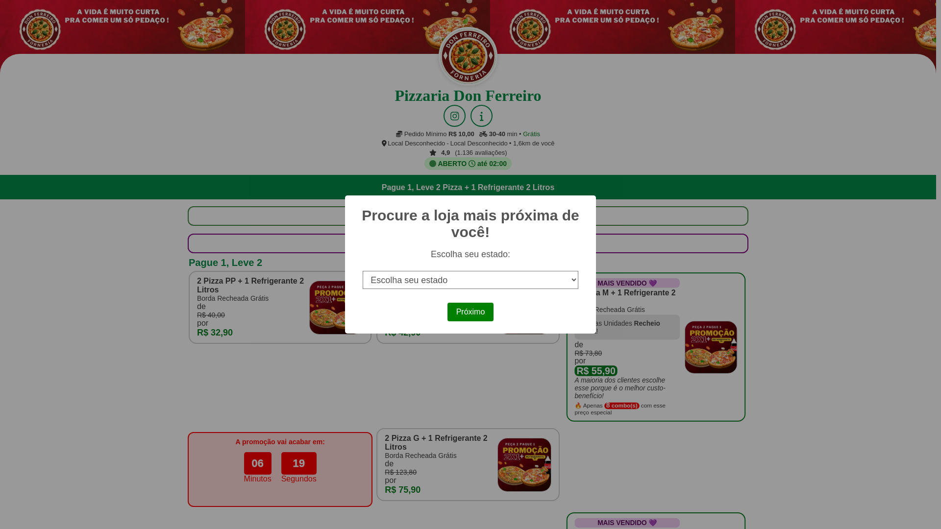 website screenshot of https://donferreiropizzaria-leve2-pague1.pages.dev/