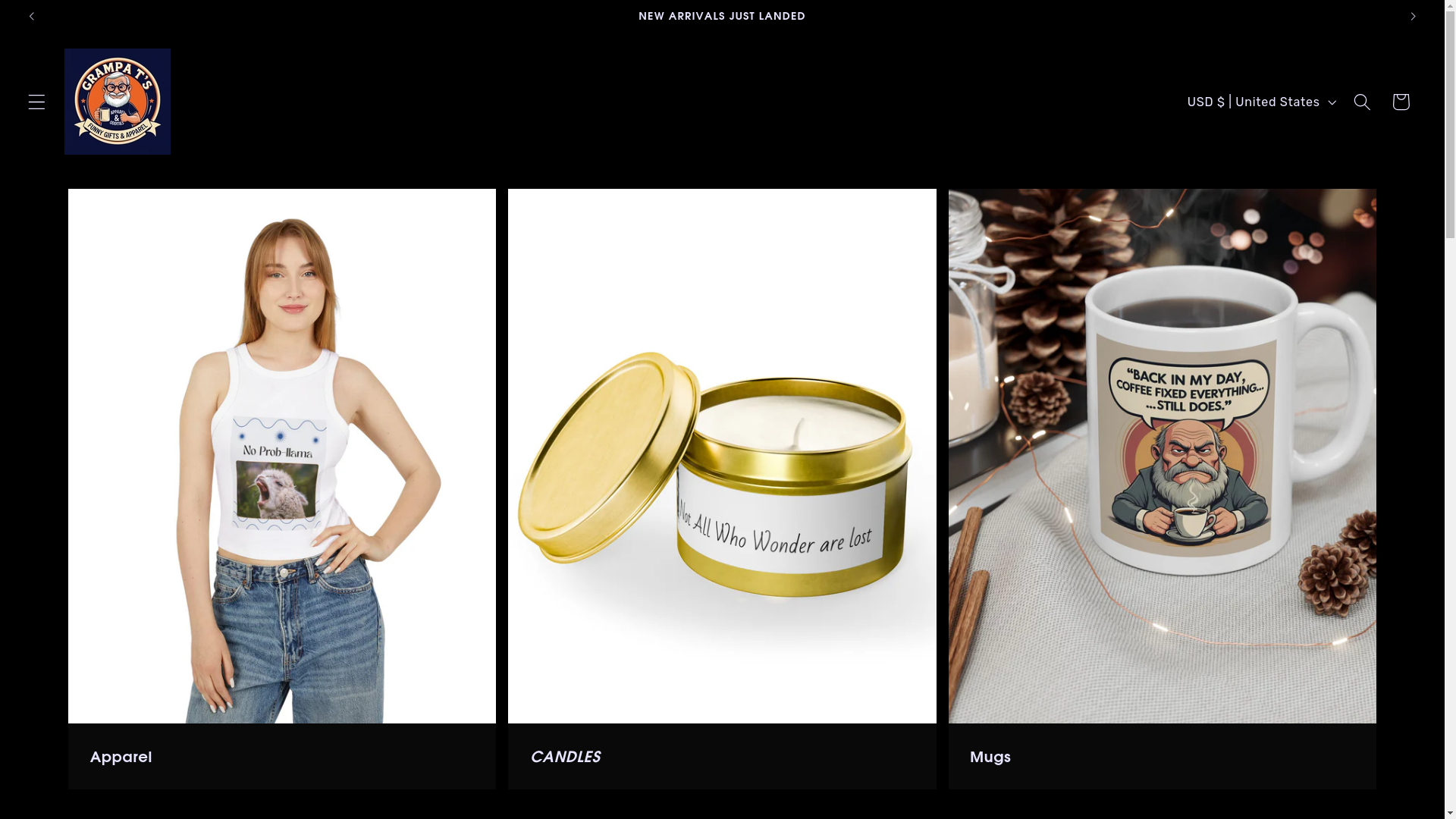 website screenshot of https://grampatsfunnygiftsapparelthings.com/