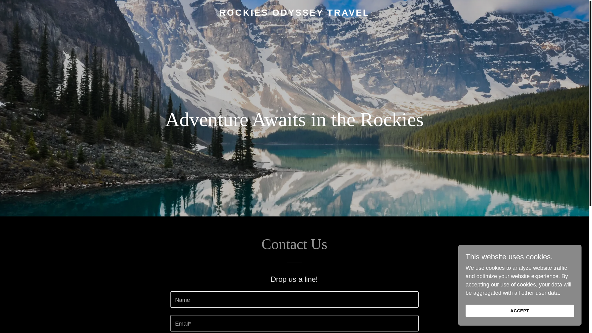 website screenshot of https://rockiesodysseytravel.ca/