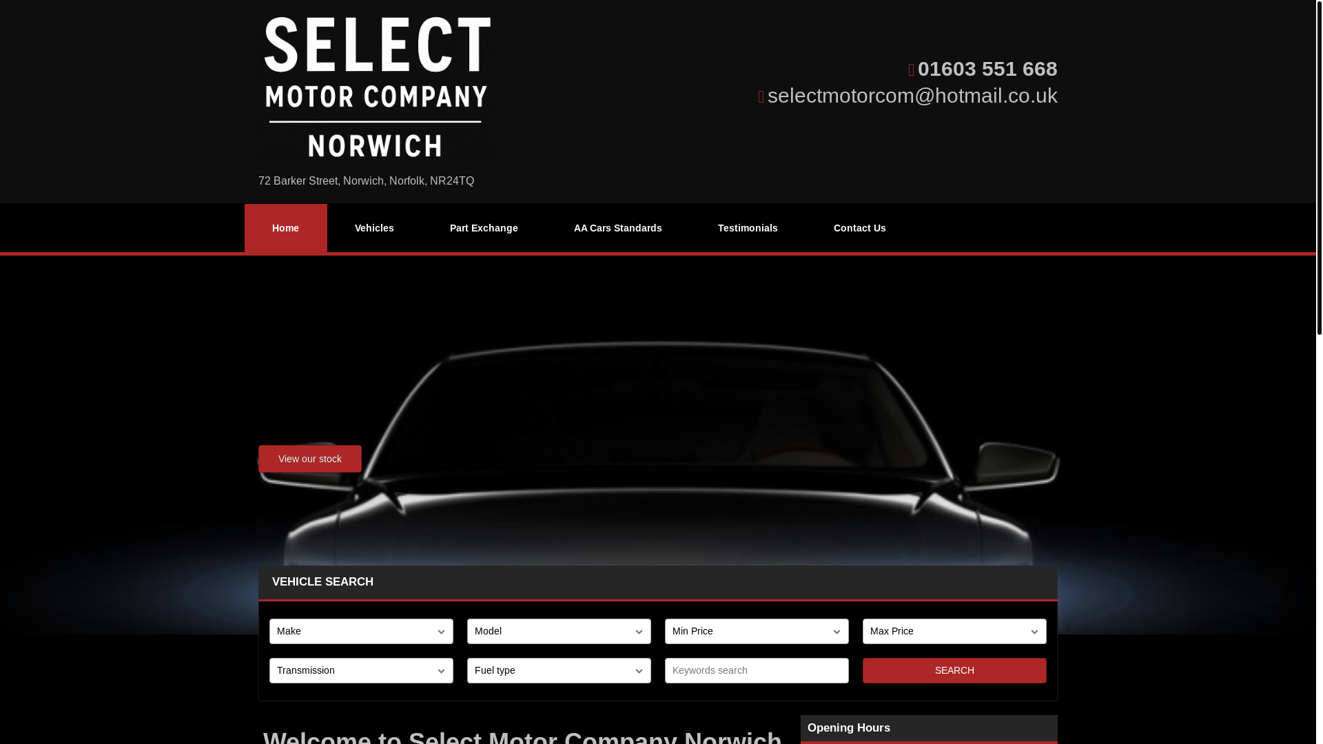 website screenshot of https://selectmotorcompanynorwich.co.uk/