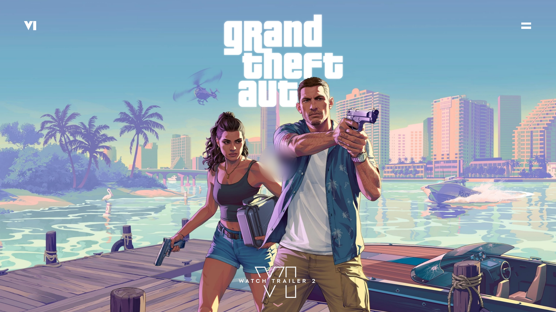 website screenshot of https://www.rockstargames.com/VI
