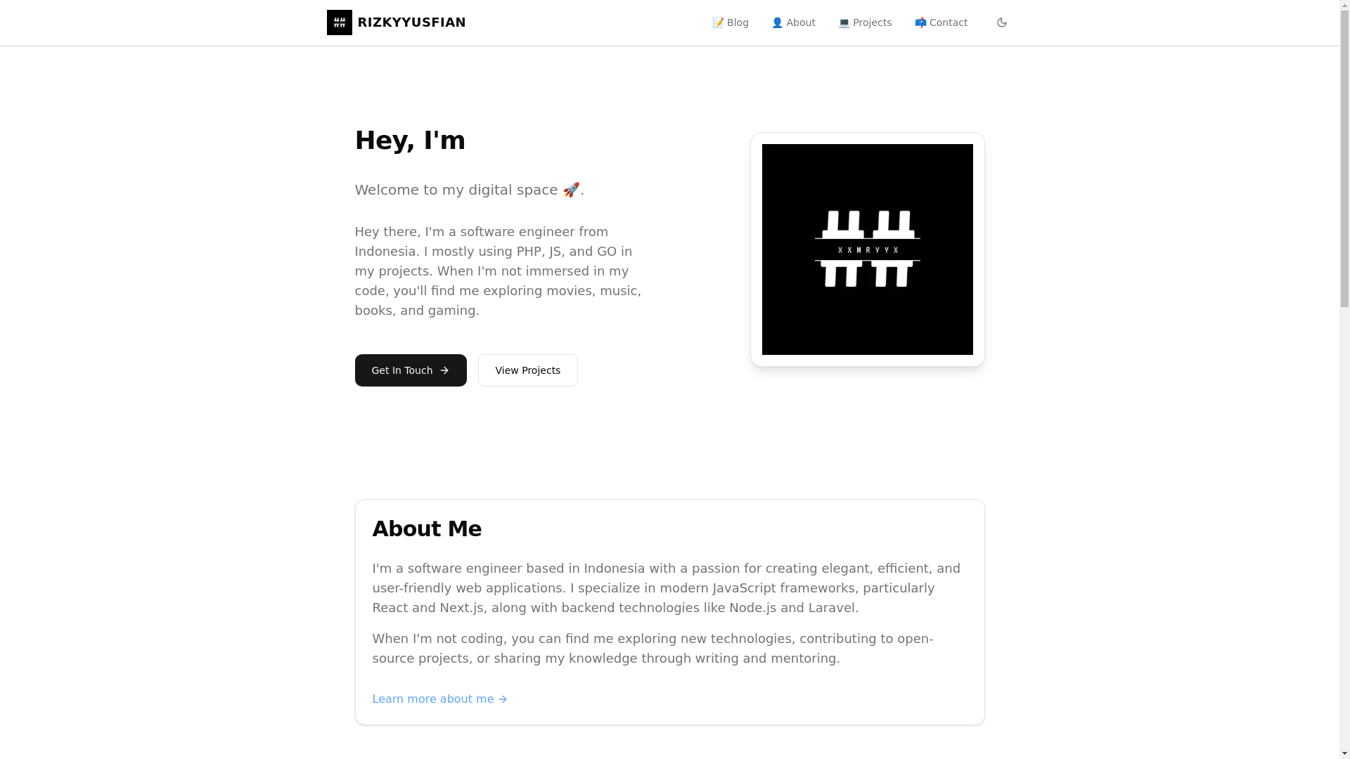 website screenshot of https://rizkyyusfian.dev/