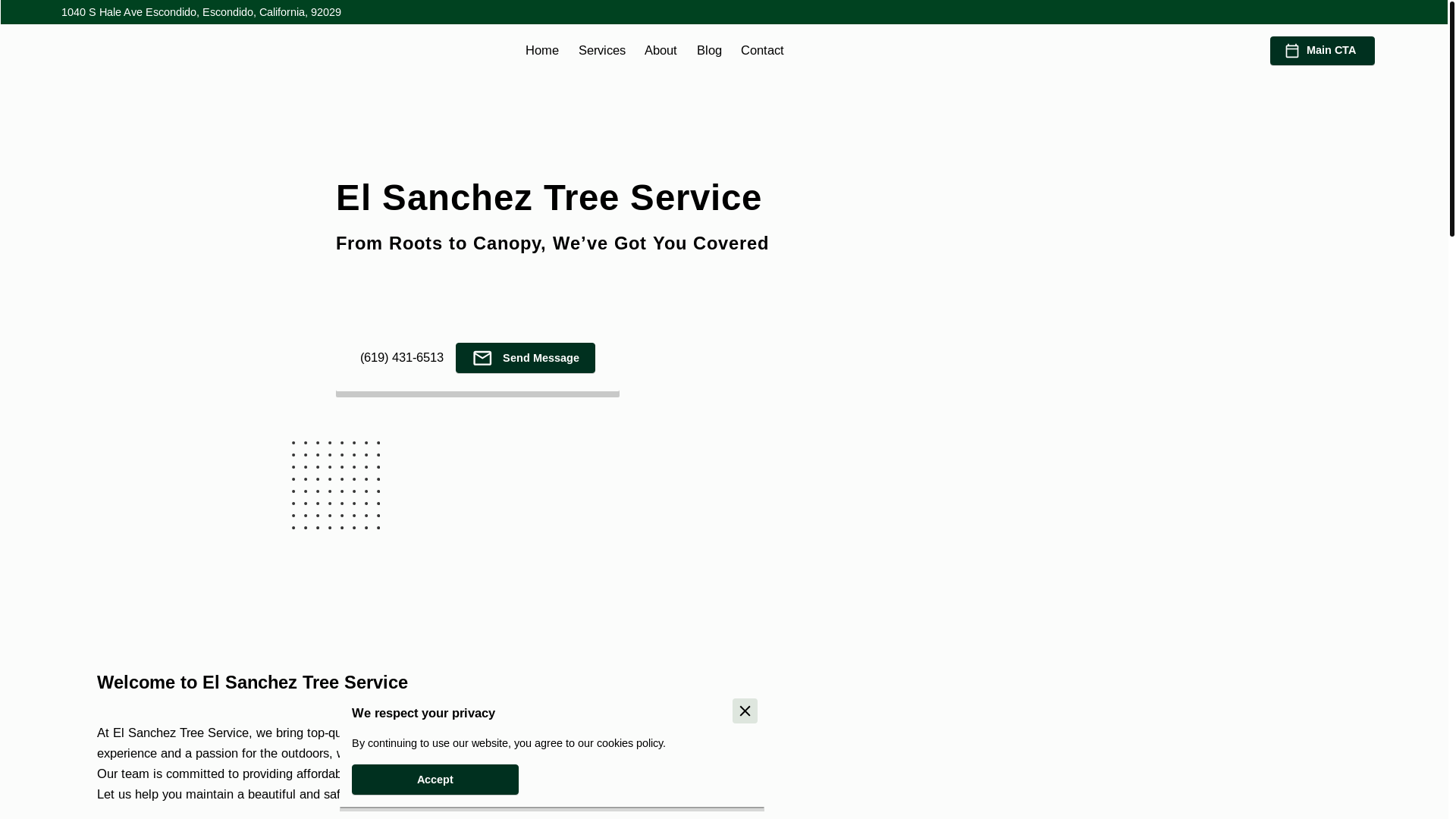 website screenshot of https://elsancheztreeservice.us/