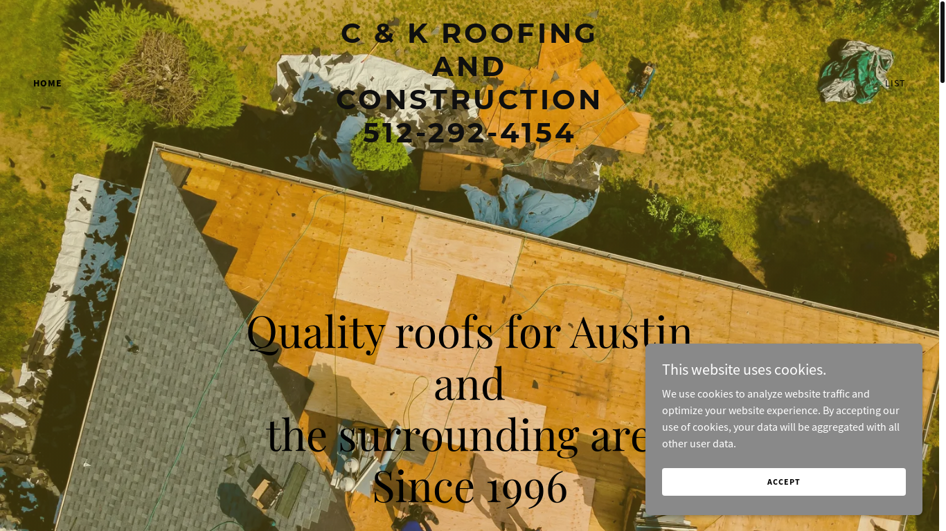 website screenshot of https://ckroofingatx.com/