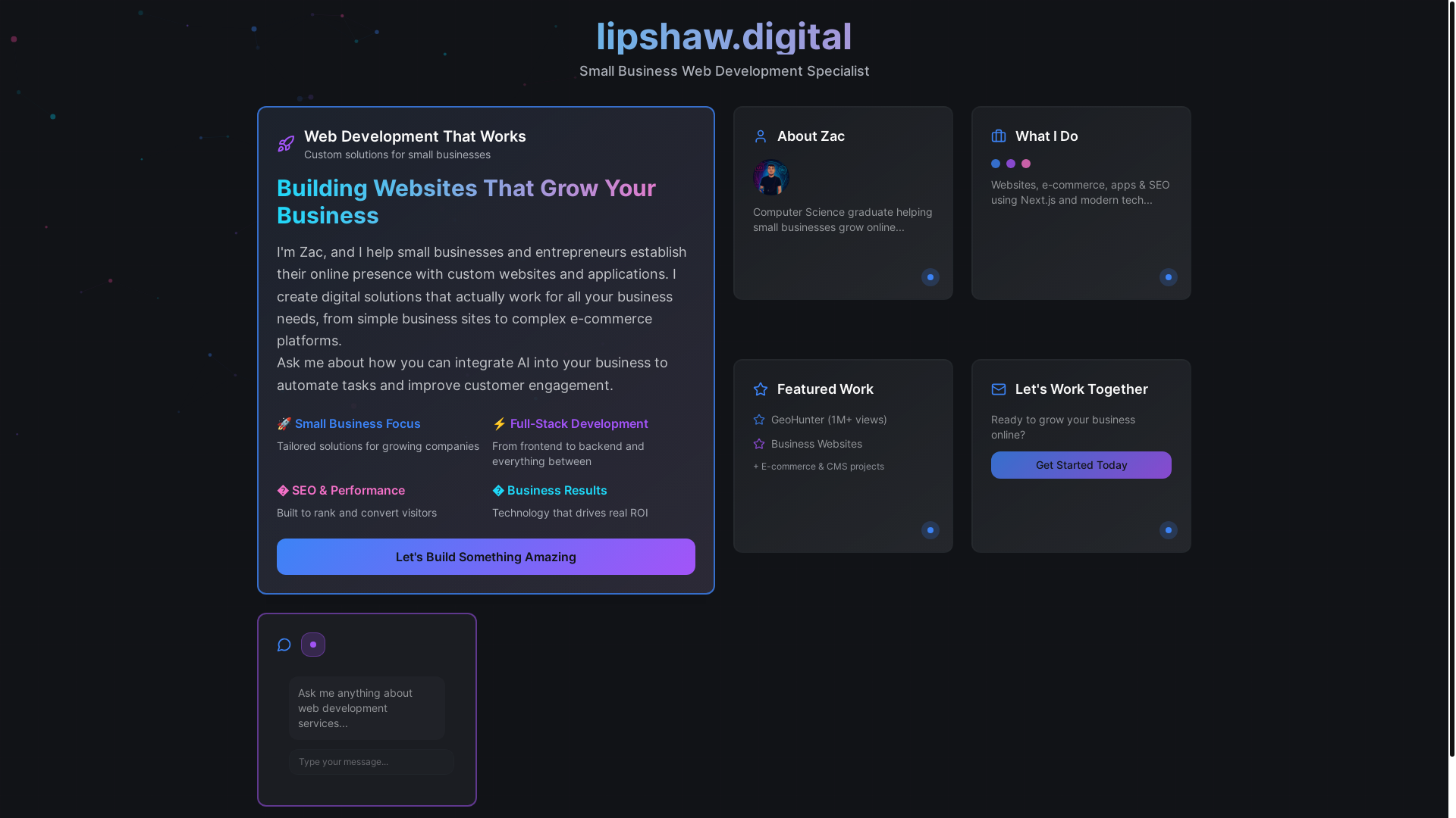 website screenshot of https://lipshaw.digital/