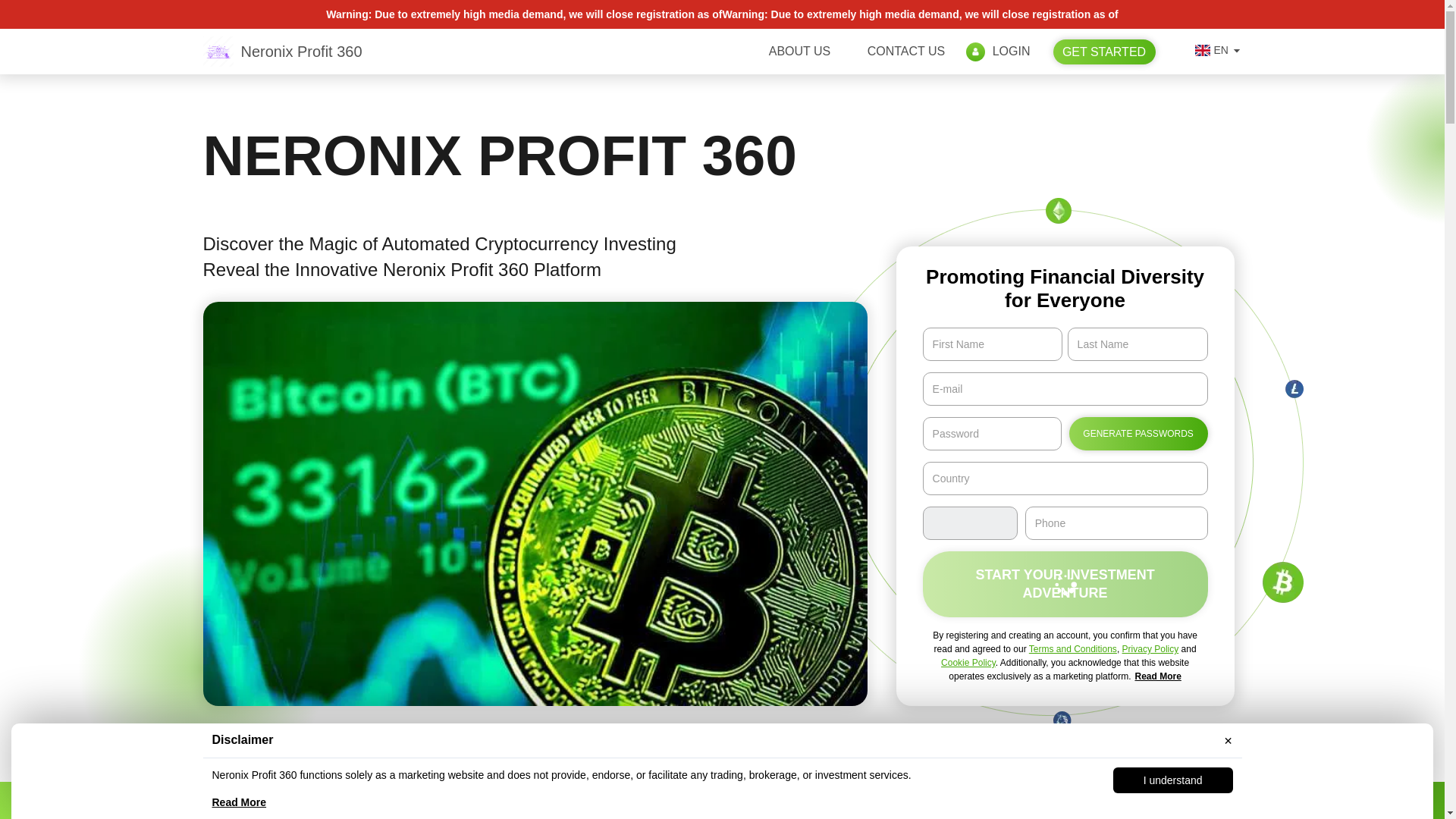 website screenshot of https://neronix-profit-360soft.com