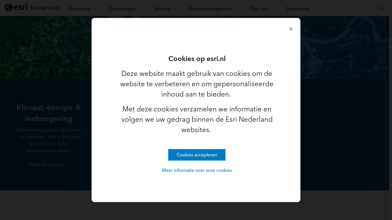 website screenshot of https://esri.nl/