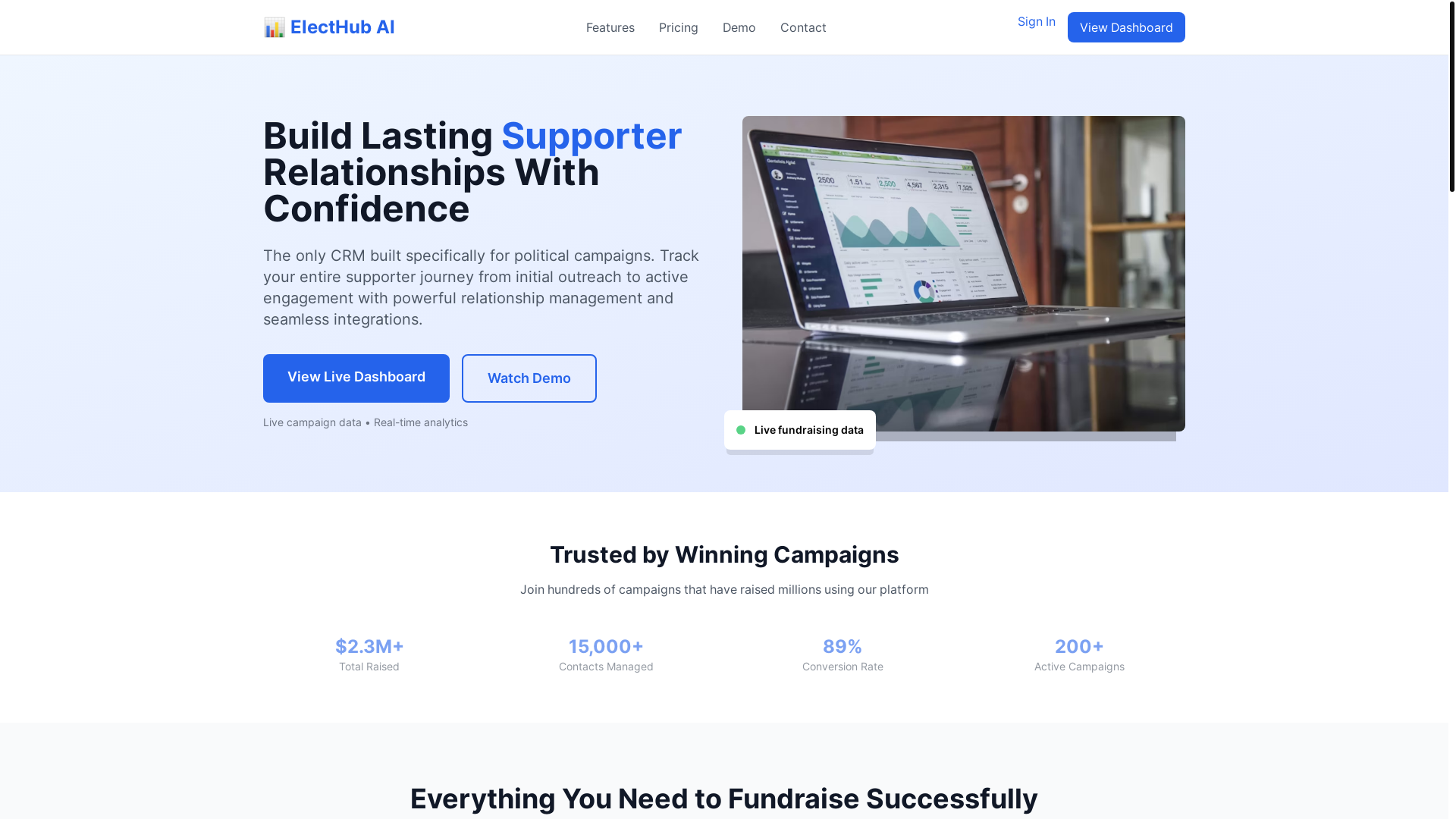 website screenshot of https://electhub.ai/