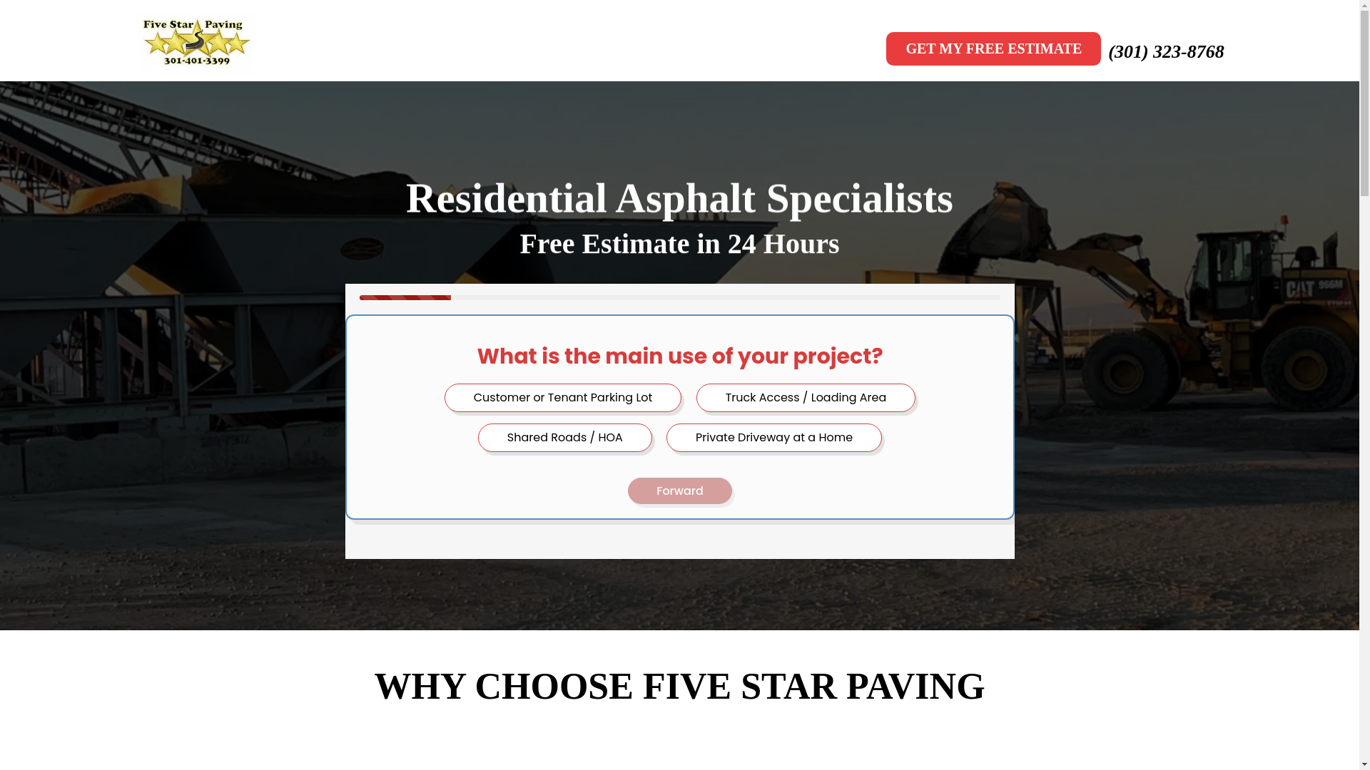 website screenshot of https://five-star-paving.com/