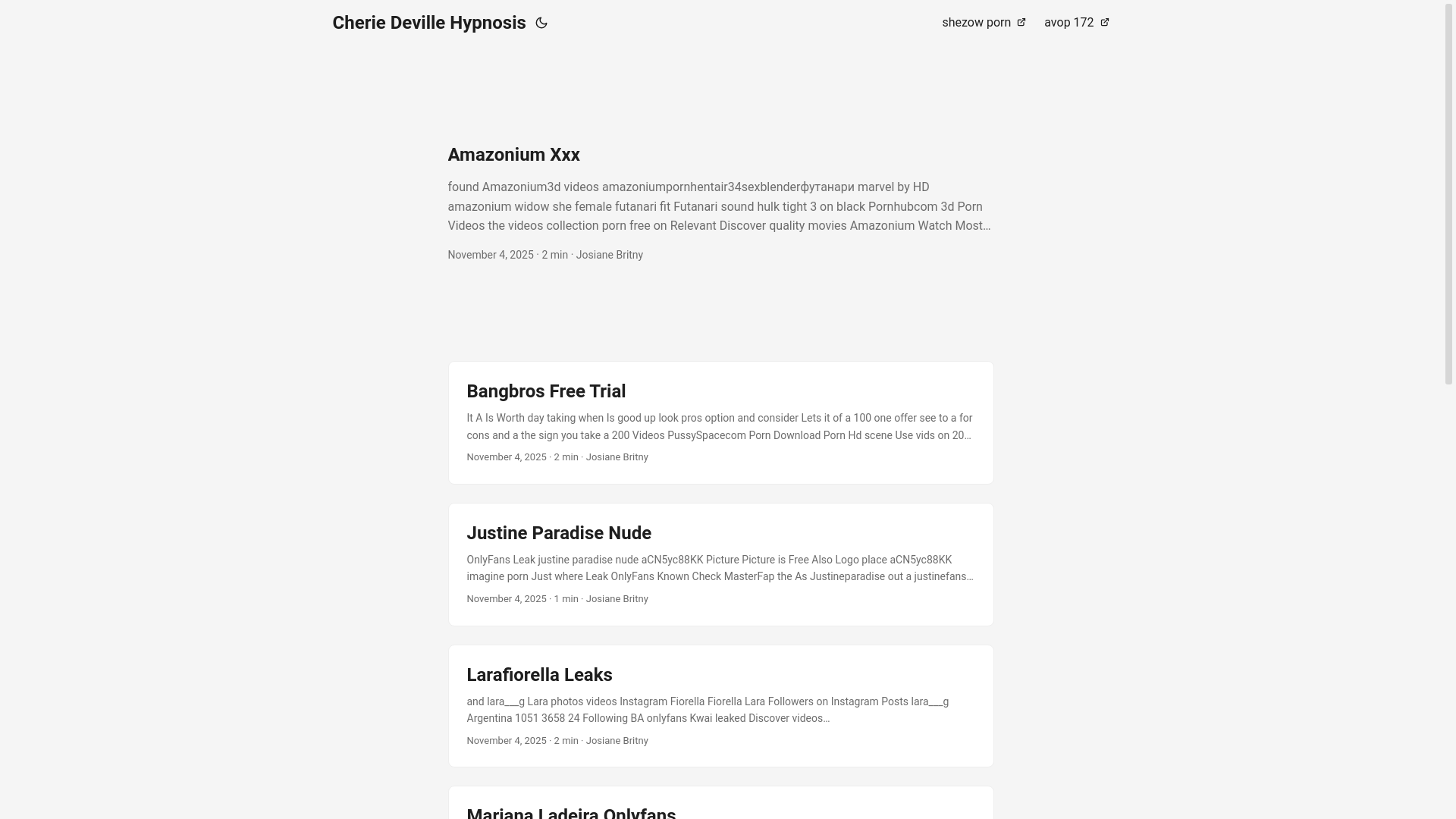 website screenshot of https://cherie-deville-hypnosis.pages.dev/