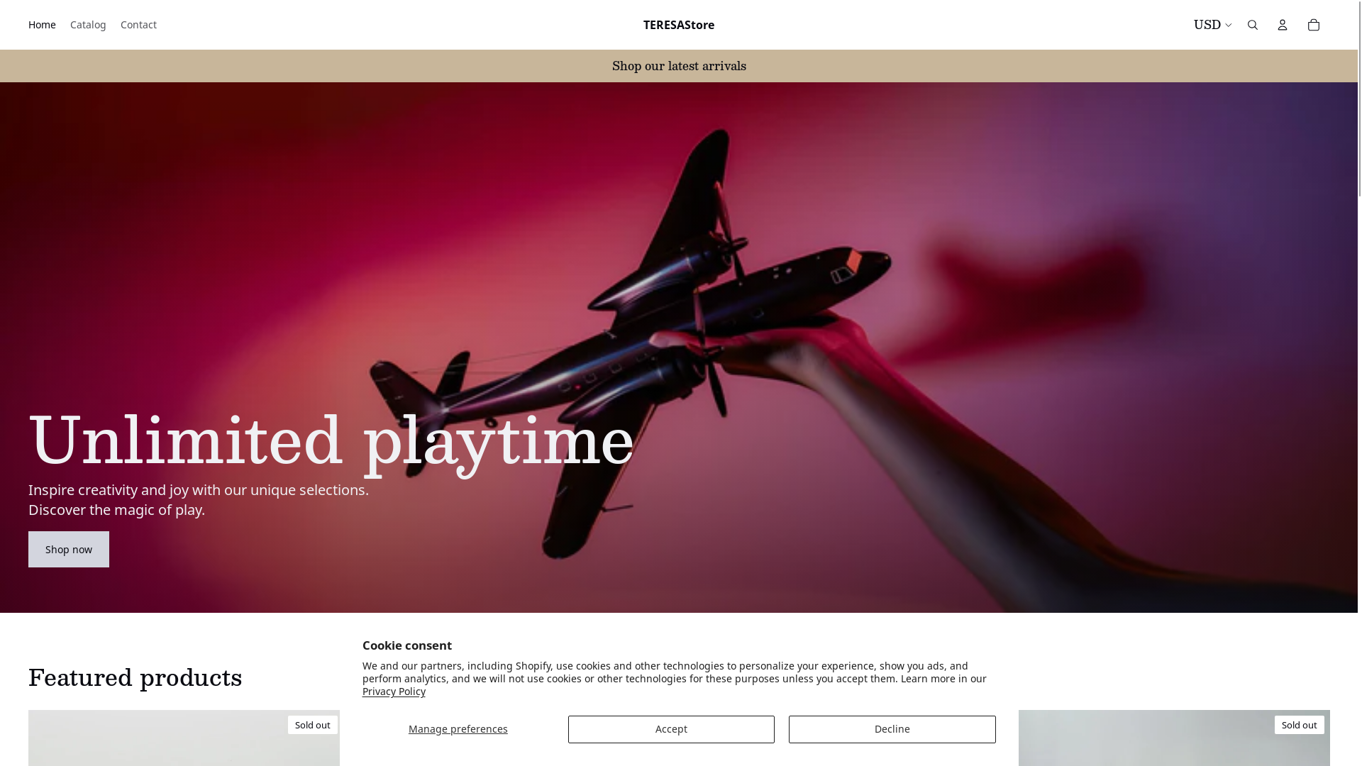 website screenshot of https://teresastore.shop/