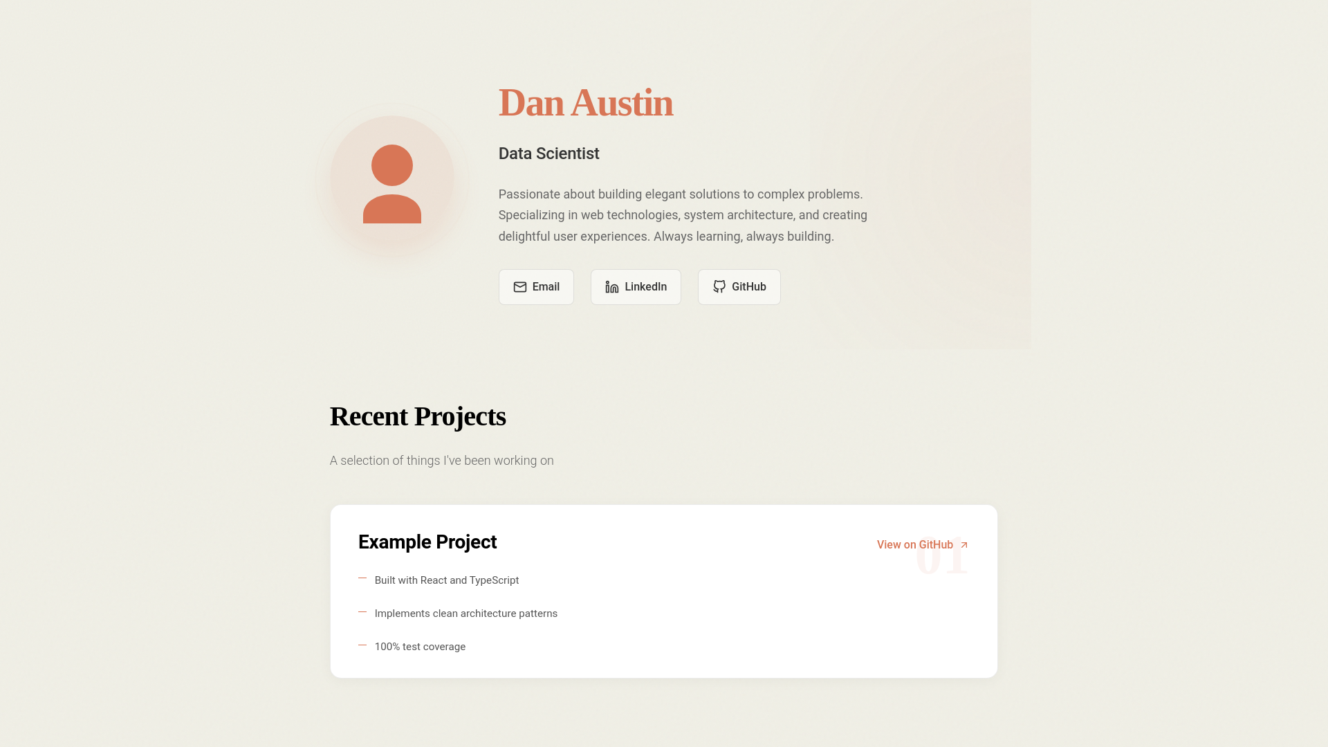 website screenshot of https://danaustin.ai/