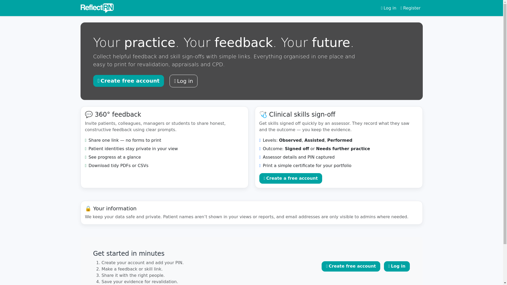 website screenshot of https://reflectrn.com/
